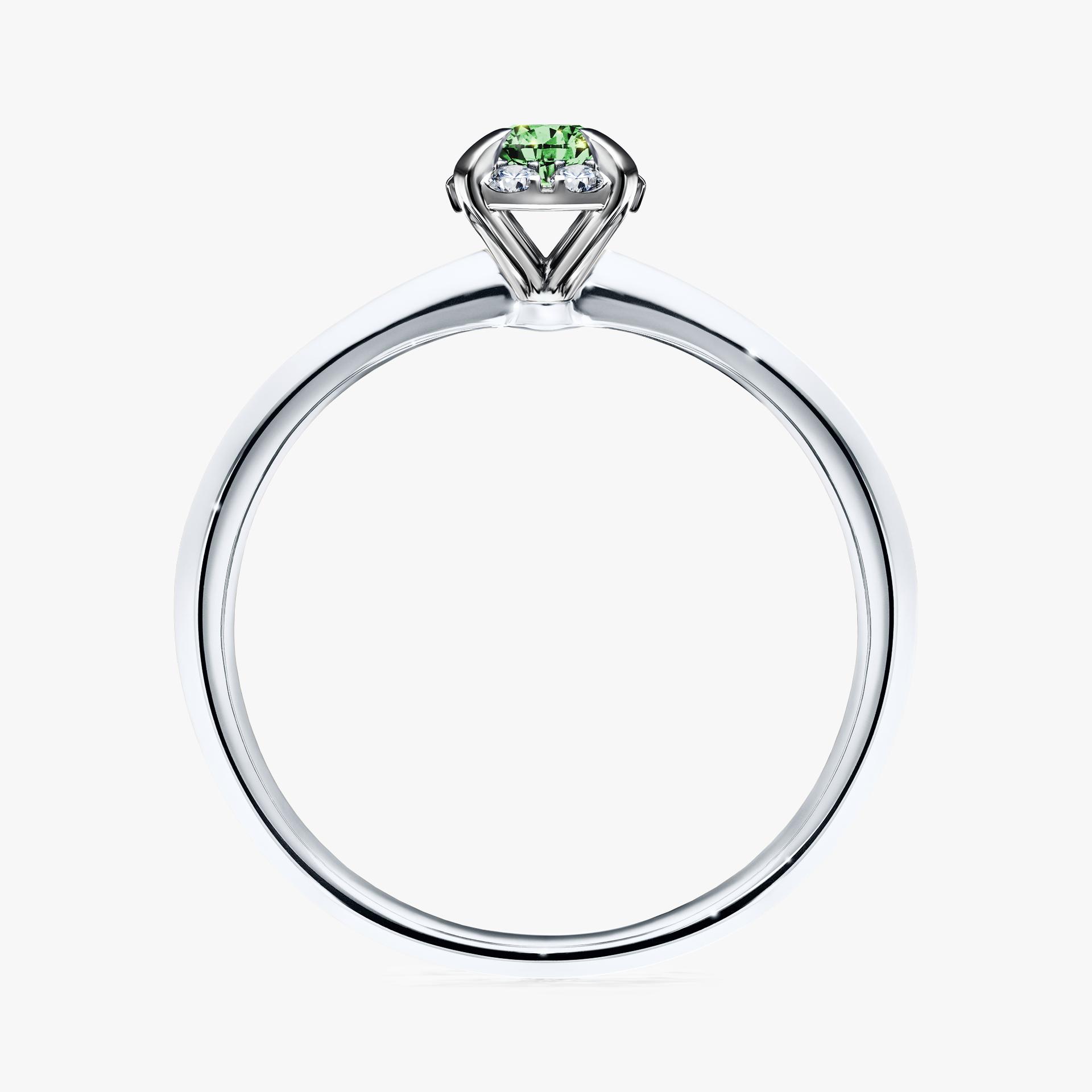 Pierścionek zaręczynowy My Beauty z białego złota z ciemnym zielonym diamentem 0,14ct