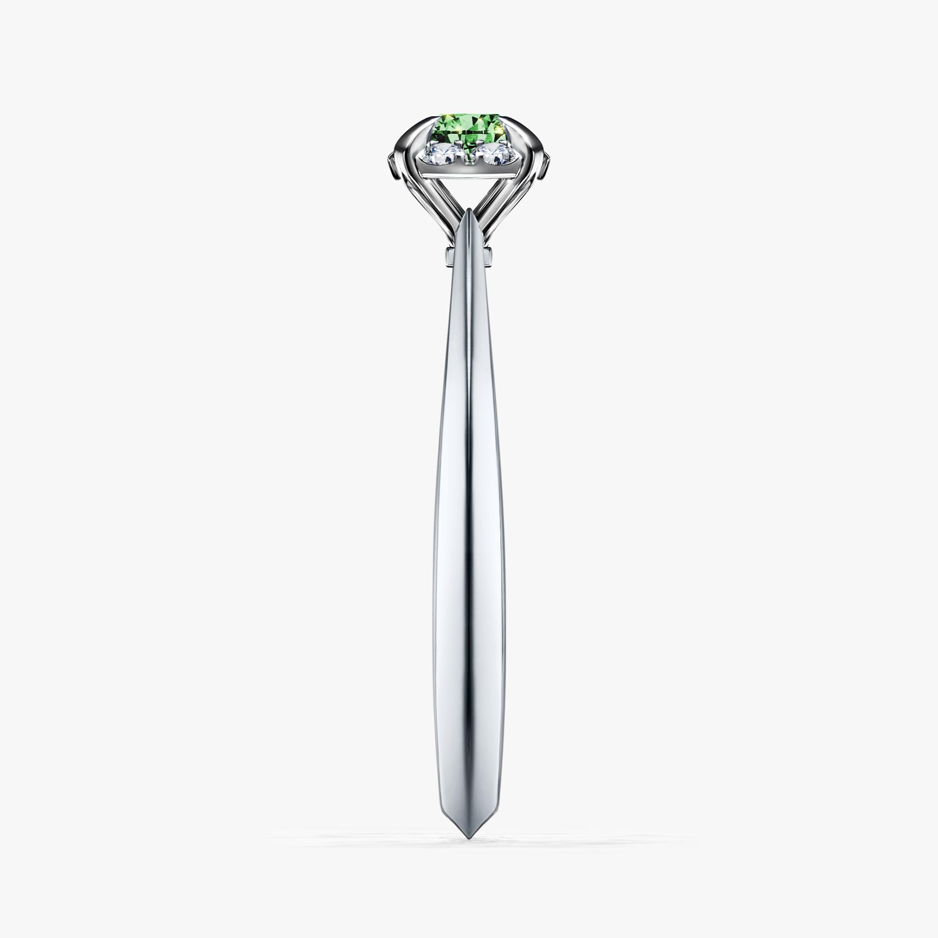 Pierścionek zaręczynowy My Beauty z białego złota z ciemnym zielonym diamentem 0,14ct
