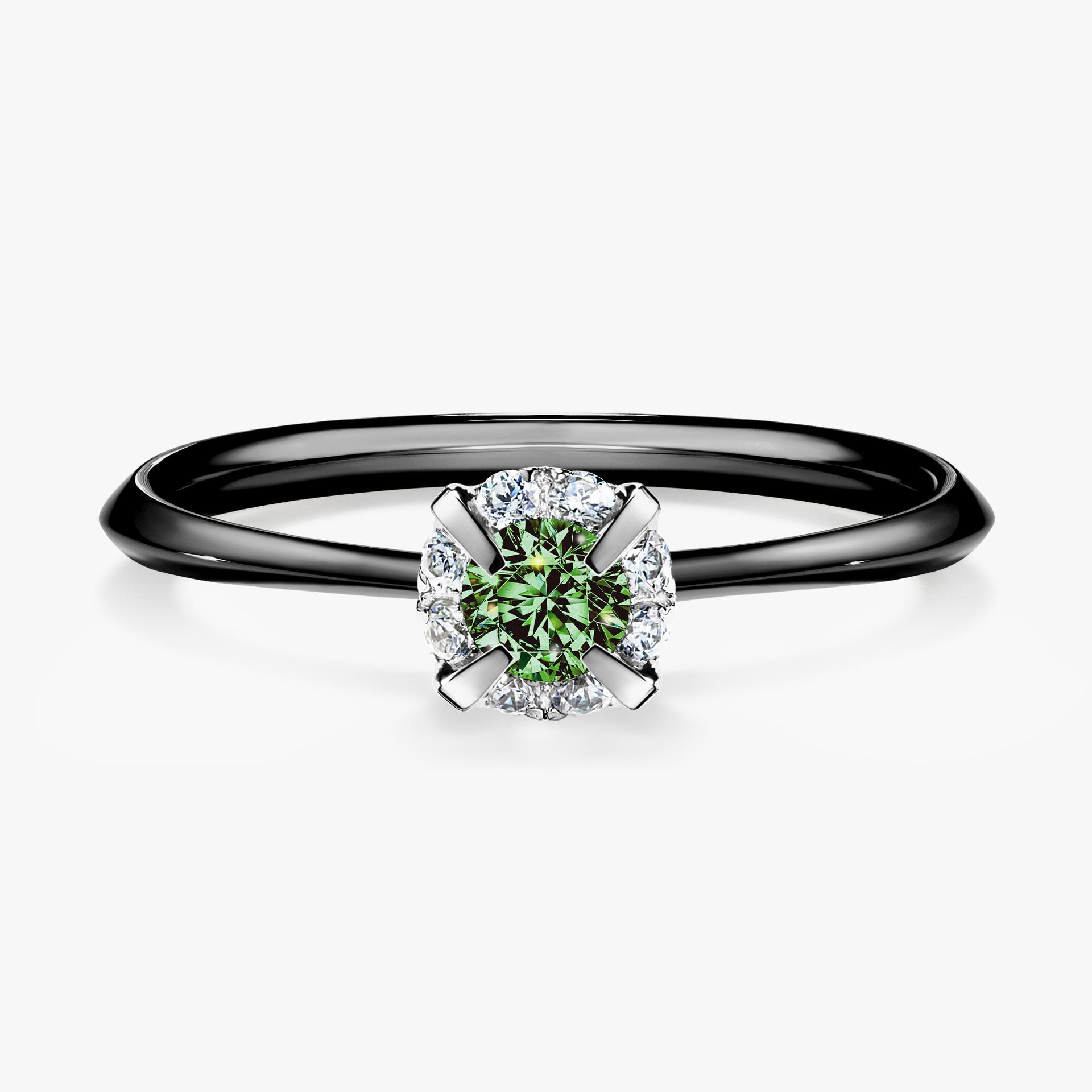 Pierscionek zareczynowy z diamentem zielony_ciemny 014 CT z czarnego zlota my beauty 01