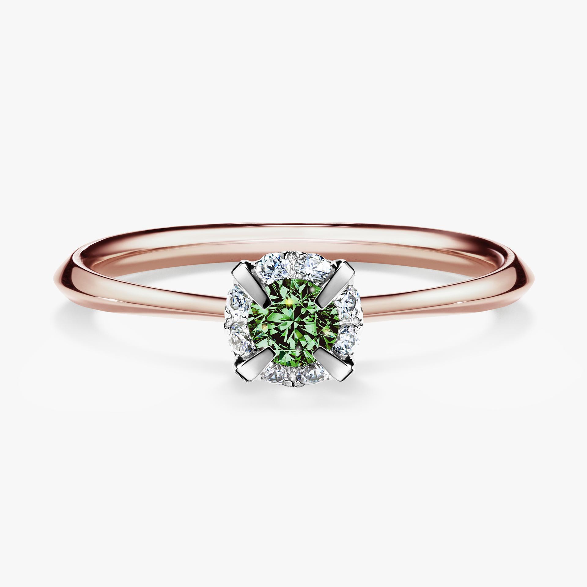 Pierscionek zareczynowy z diamentem zielony_ciemny 014 CT z rozowego zlota my beauty 01