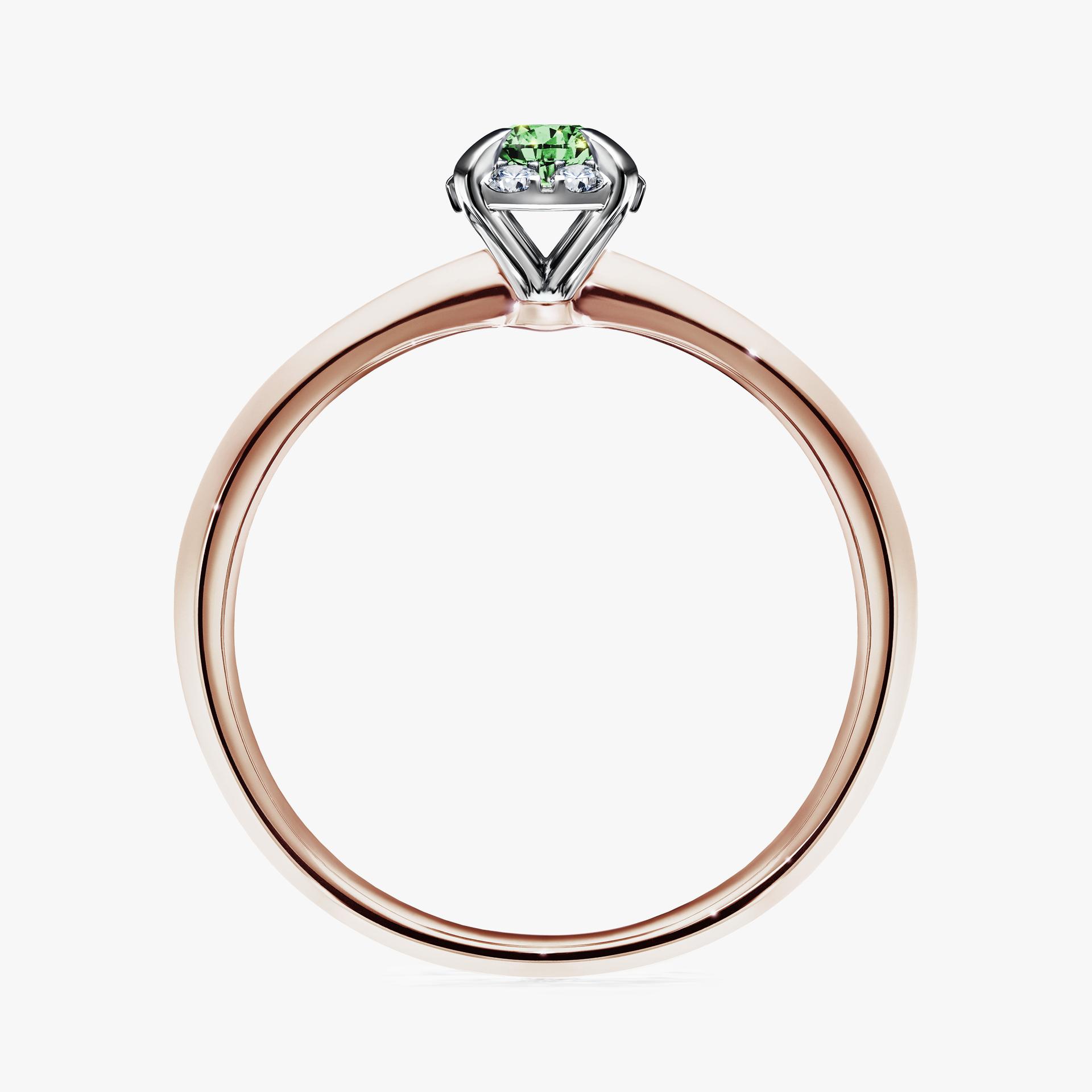 Pierscionek zareczynowy z diamentem zielony_ciemny 014 CT z rozowego zlota my beauty 02