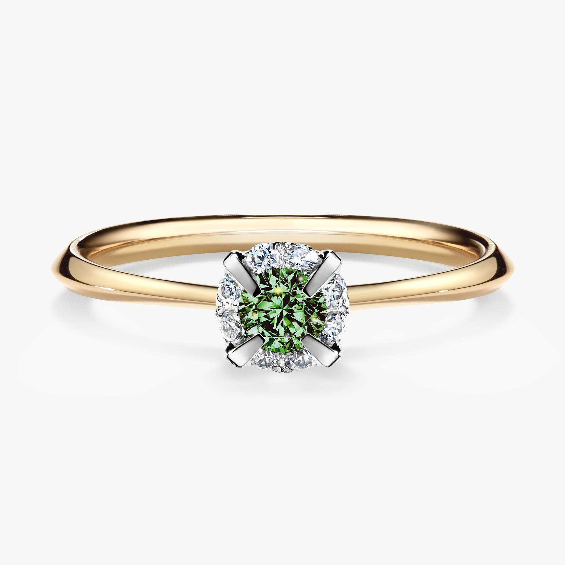 Pierscionek zareczynowy z diamentem zielony_ciemny 014 CT z zoltego zlota my beauty 01