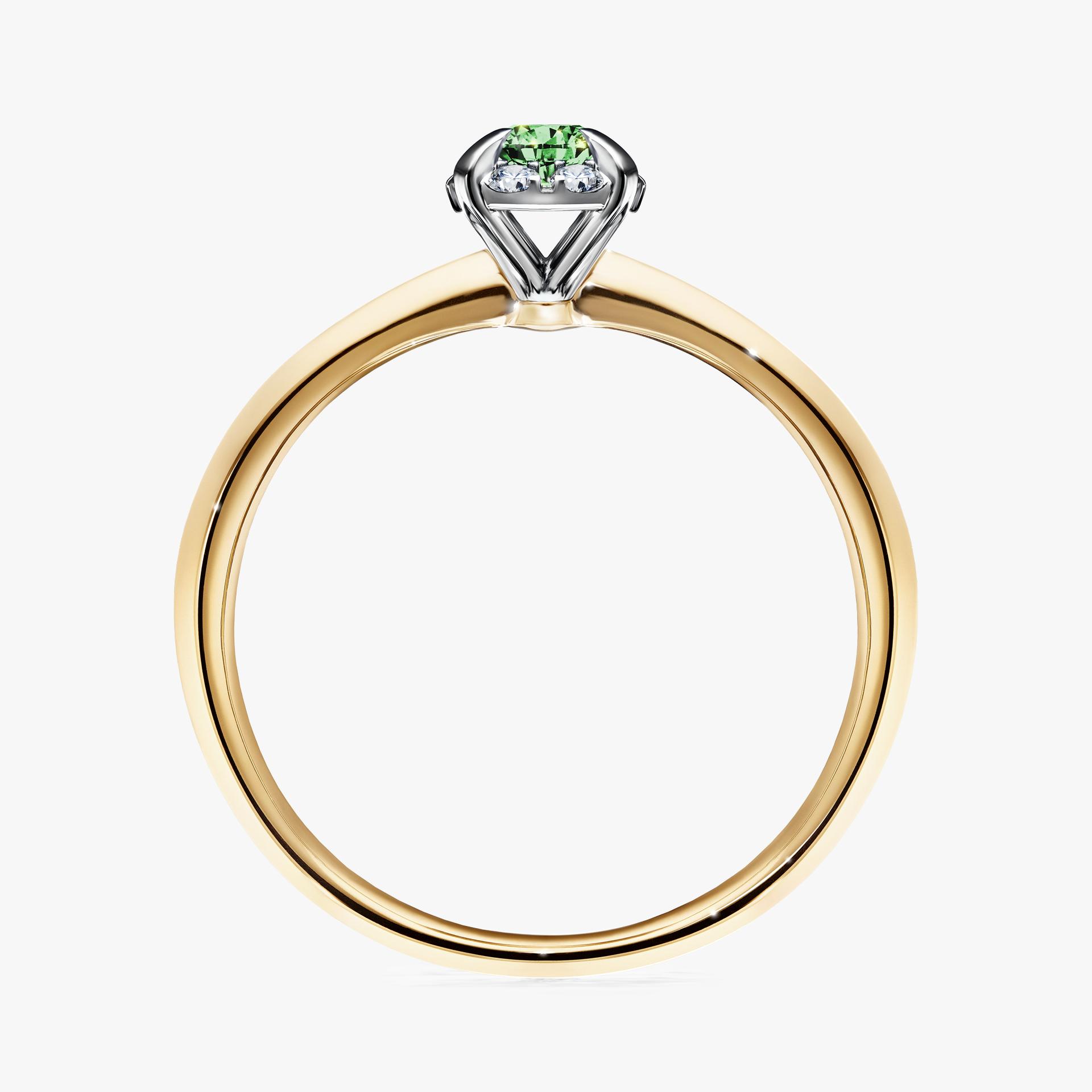 Pierscionek zareczynowy z diamentem zielony_ciemny 014 CT z zoltego zlota my beauty 02