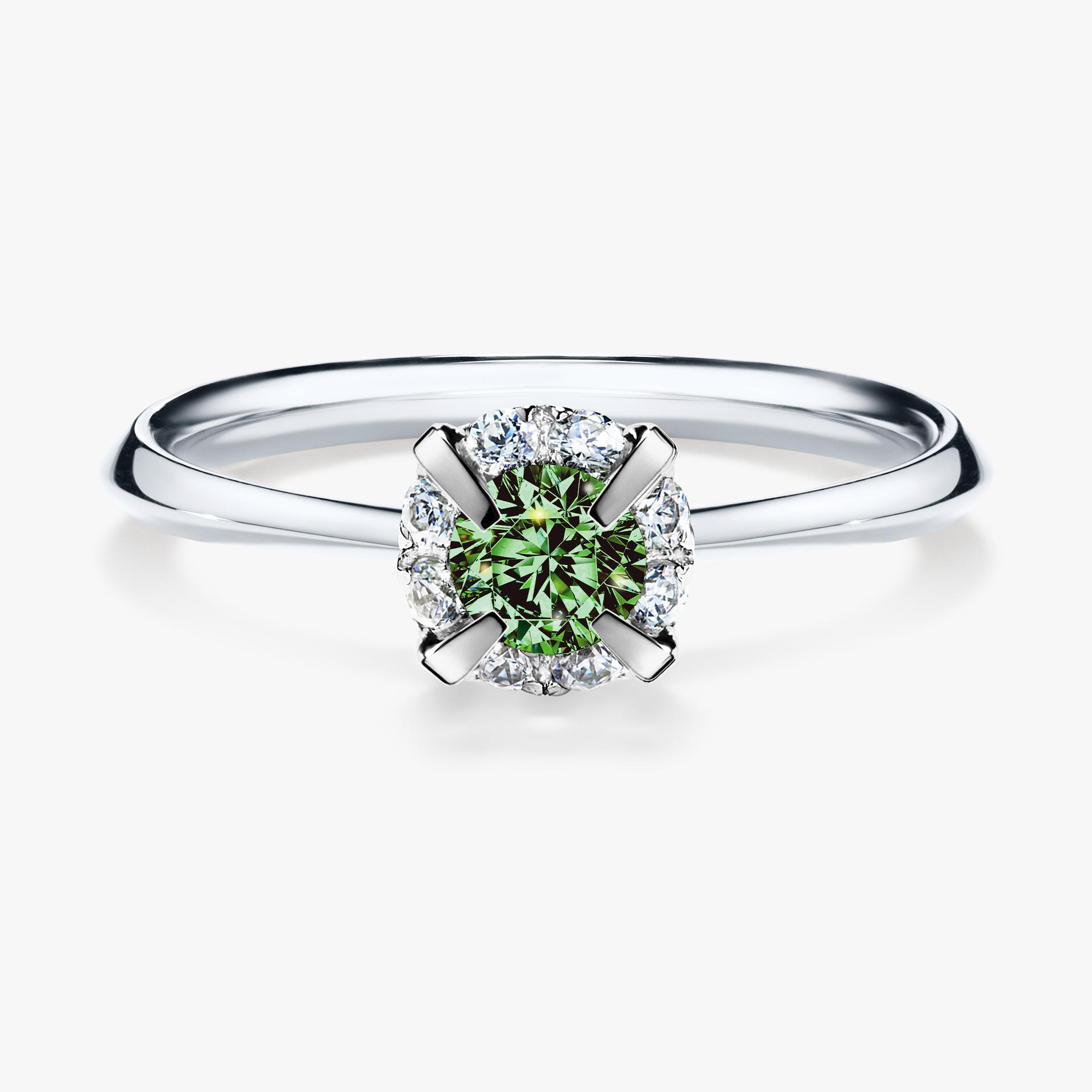 Pierscionek zareczynowy z diamentem zielony_ciemny 033 CT z bialego zlota my beauty 01