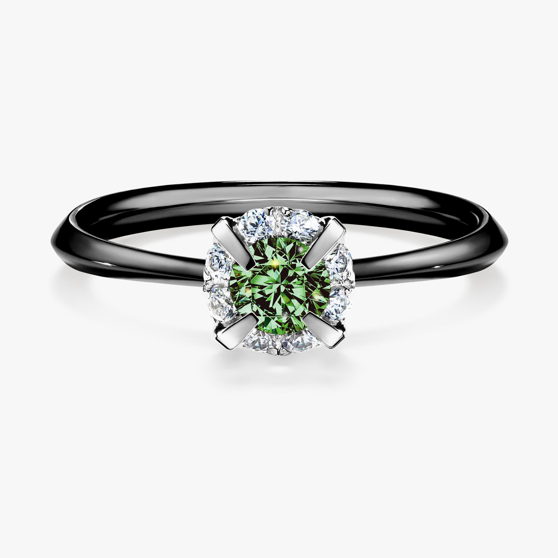 Pierścionek zaręczynowy My Beauty z czarnego złota z ciemnym zielonym diamentem 0,33ct