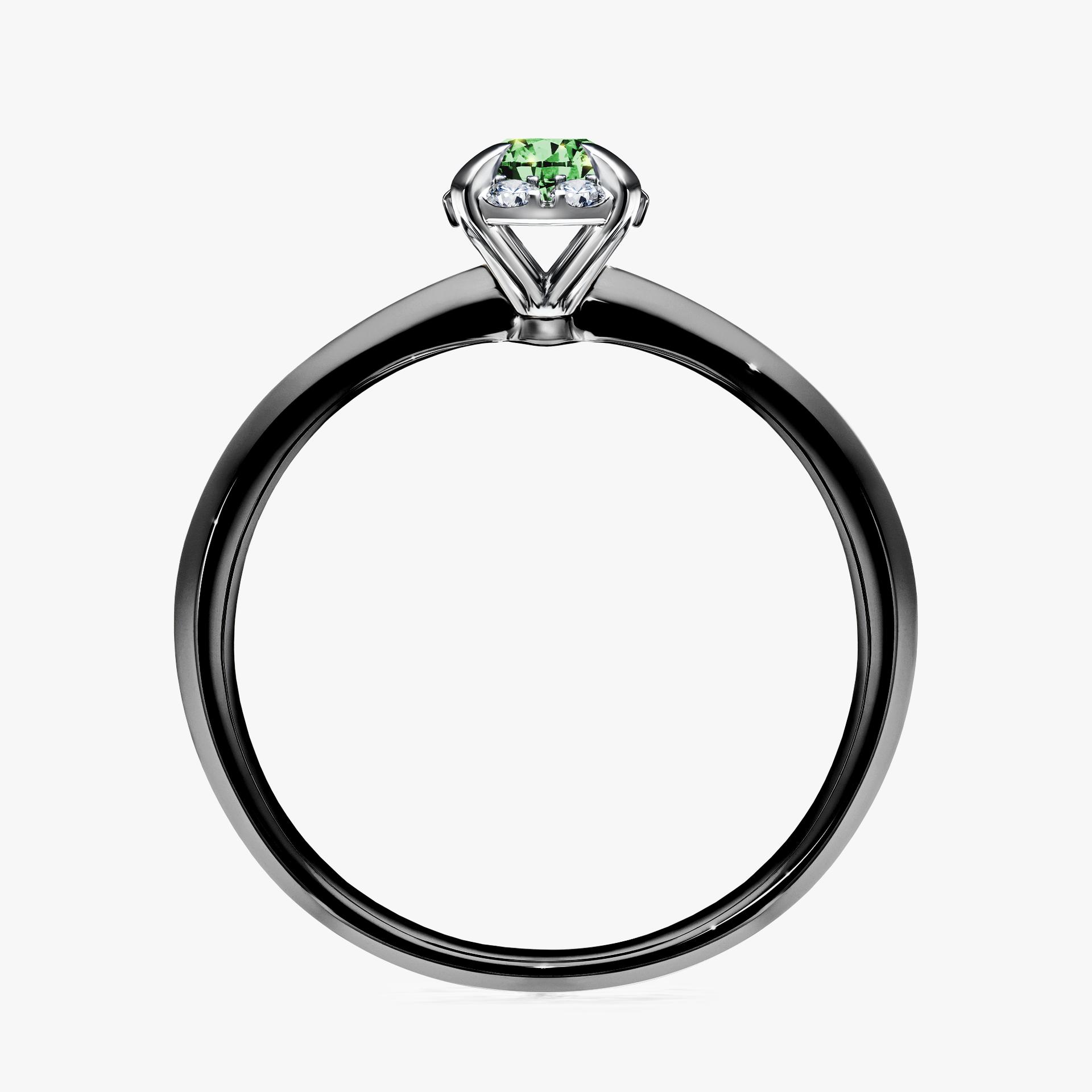 Pierścionek zaręczynowy My Beauty z czarnego złota z ciemnym zielonym diamentem 0,33ct