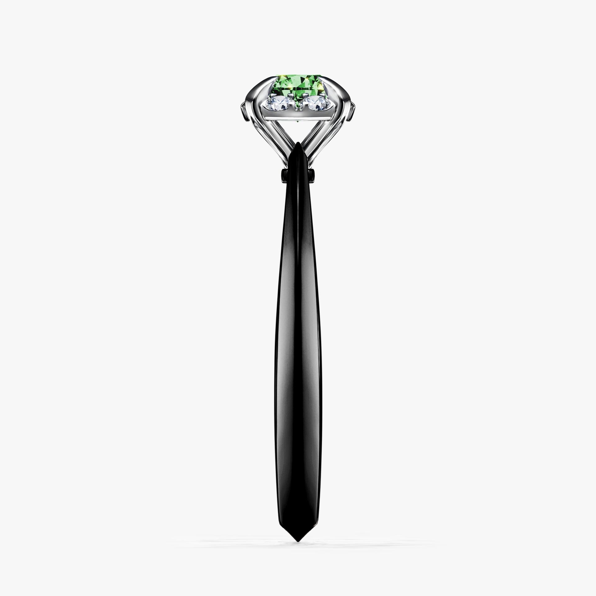 Pierścionek zaręczynowy My Beauty z czarnego złota z ciemnym zielonym diamentem 0,33ct