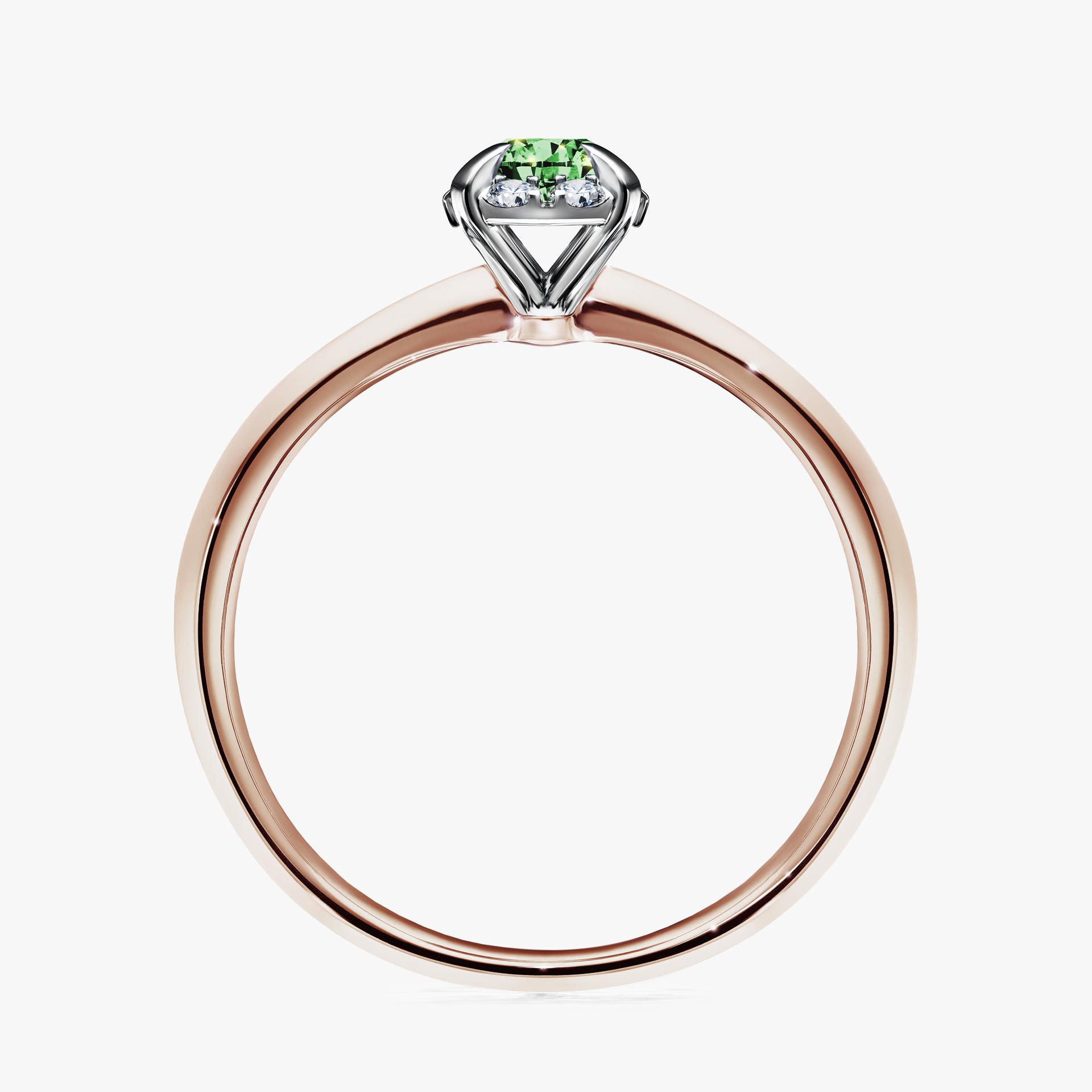 Pierscionek zareczynowy z diamentem zielony_ciemny 033 CT z rozowego zlota my beauty 02