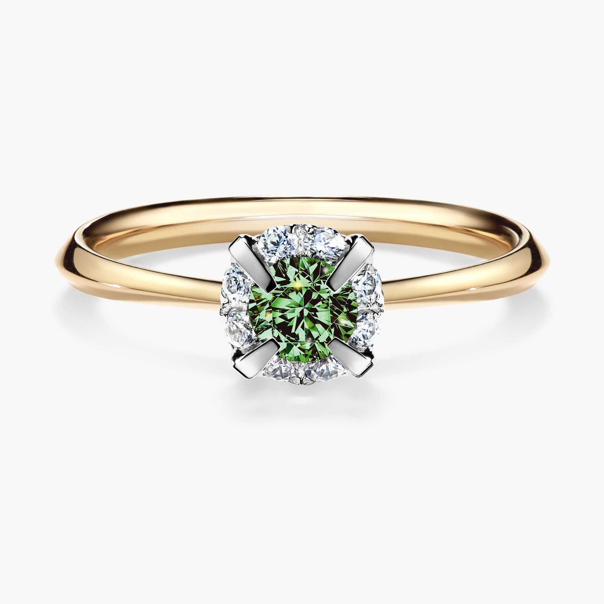 Pierscionek zareczynowy z diamentem zielony_ciemny 033 CT z zoltego zlota my beauty 01