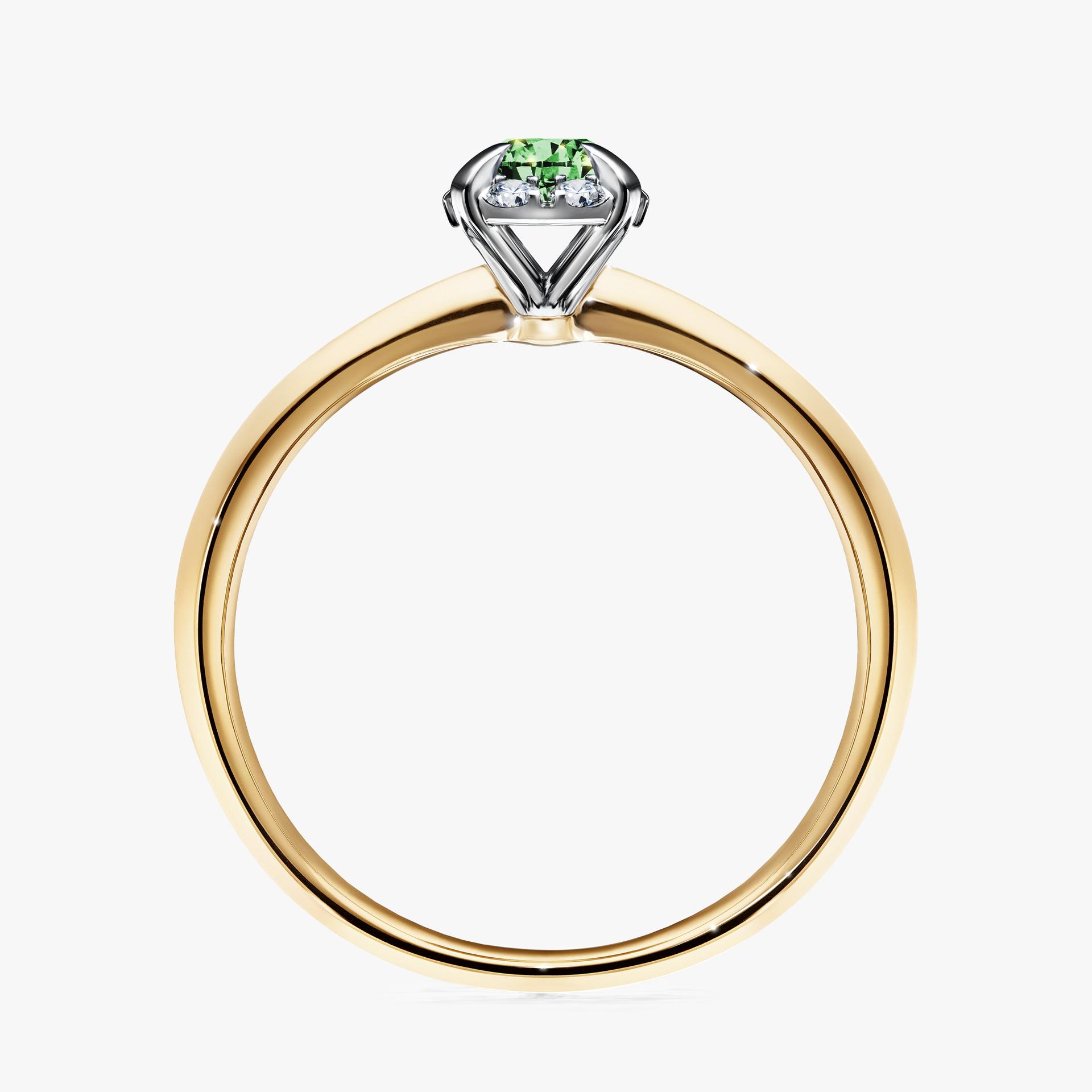 Pierscionek zareczynowy z diamentem zielony_ciemny 033 CT z zoltego zlota my beauty 02