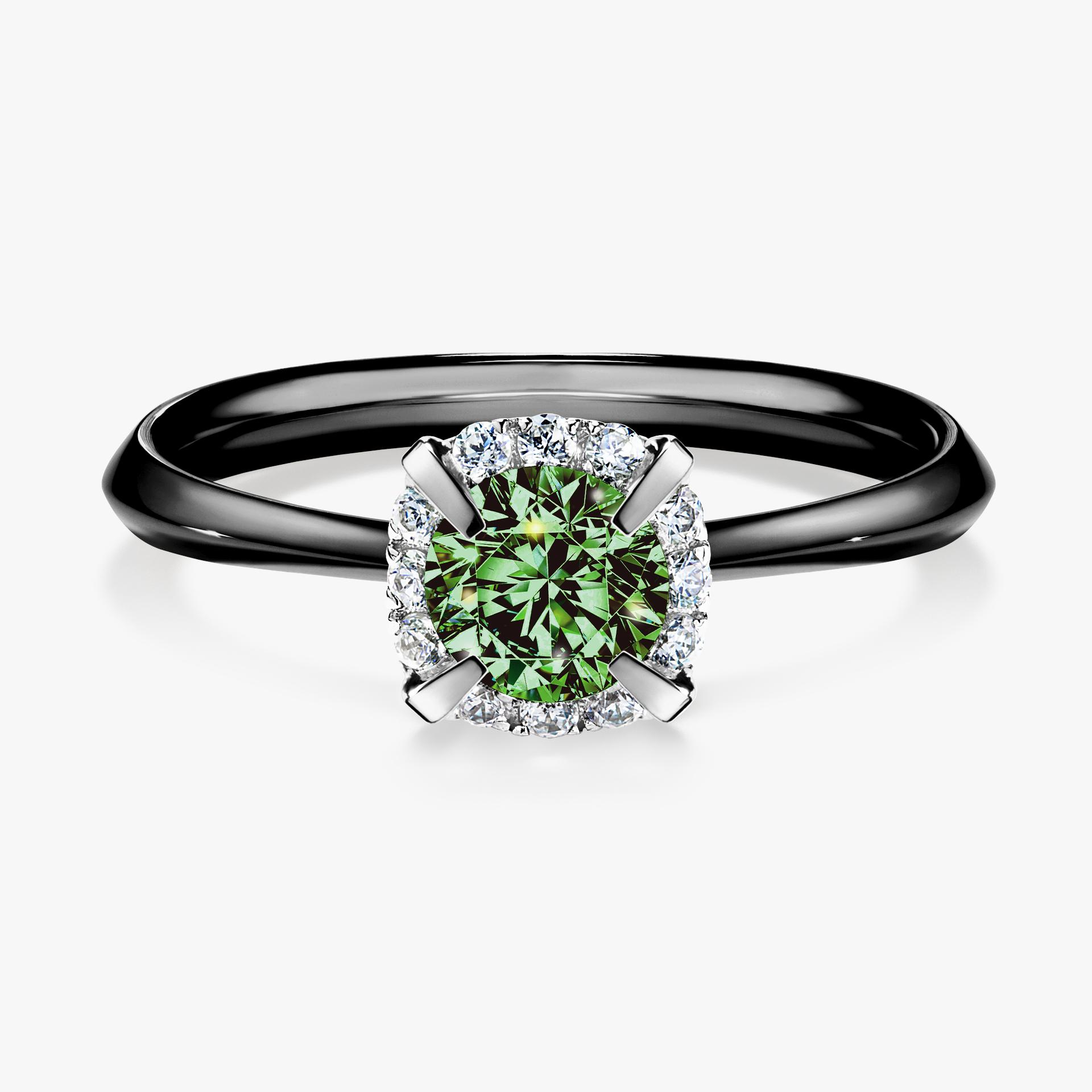 Pierścionek zaręczynowy My Beauty z czarnego złota z ciemnym zielonym diamentem 0,62ct
