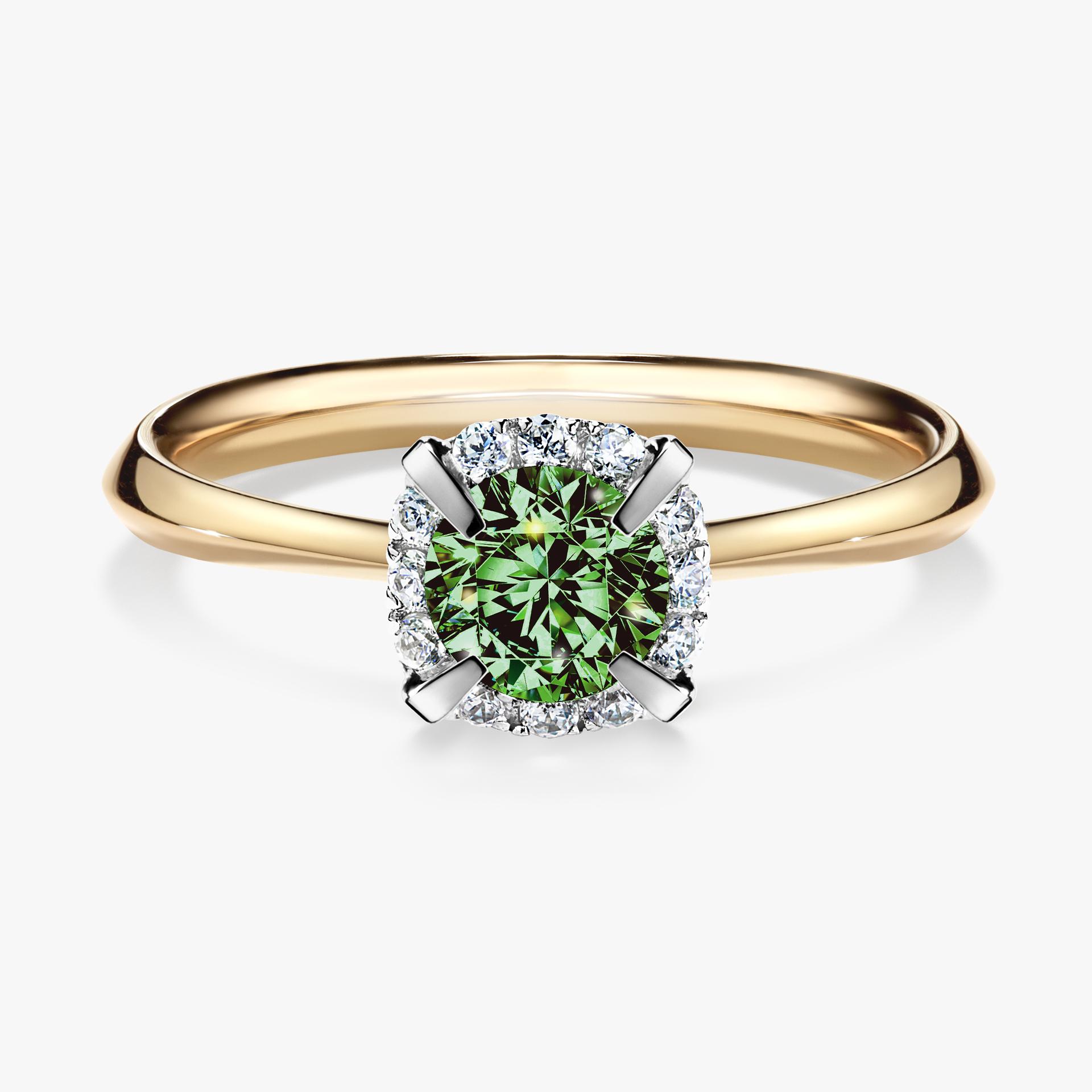 Pierscionek zareczynowy z diamentem zielony_ciemny 062 CT z zoltego zlota my beauty 01
