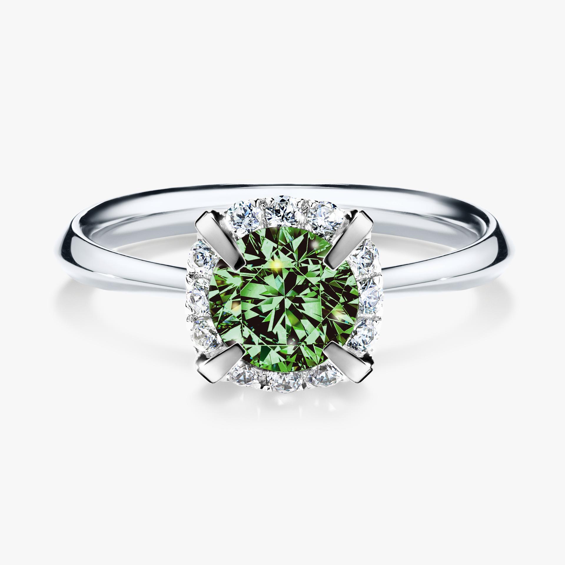 Pierscionek zareczynowy z diamentem zielony_ciemny 098 CT z bialego zlota my beauty 01