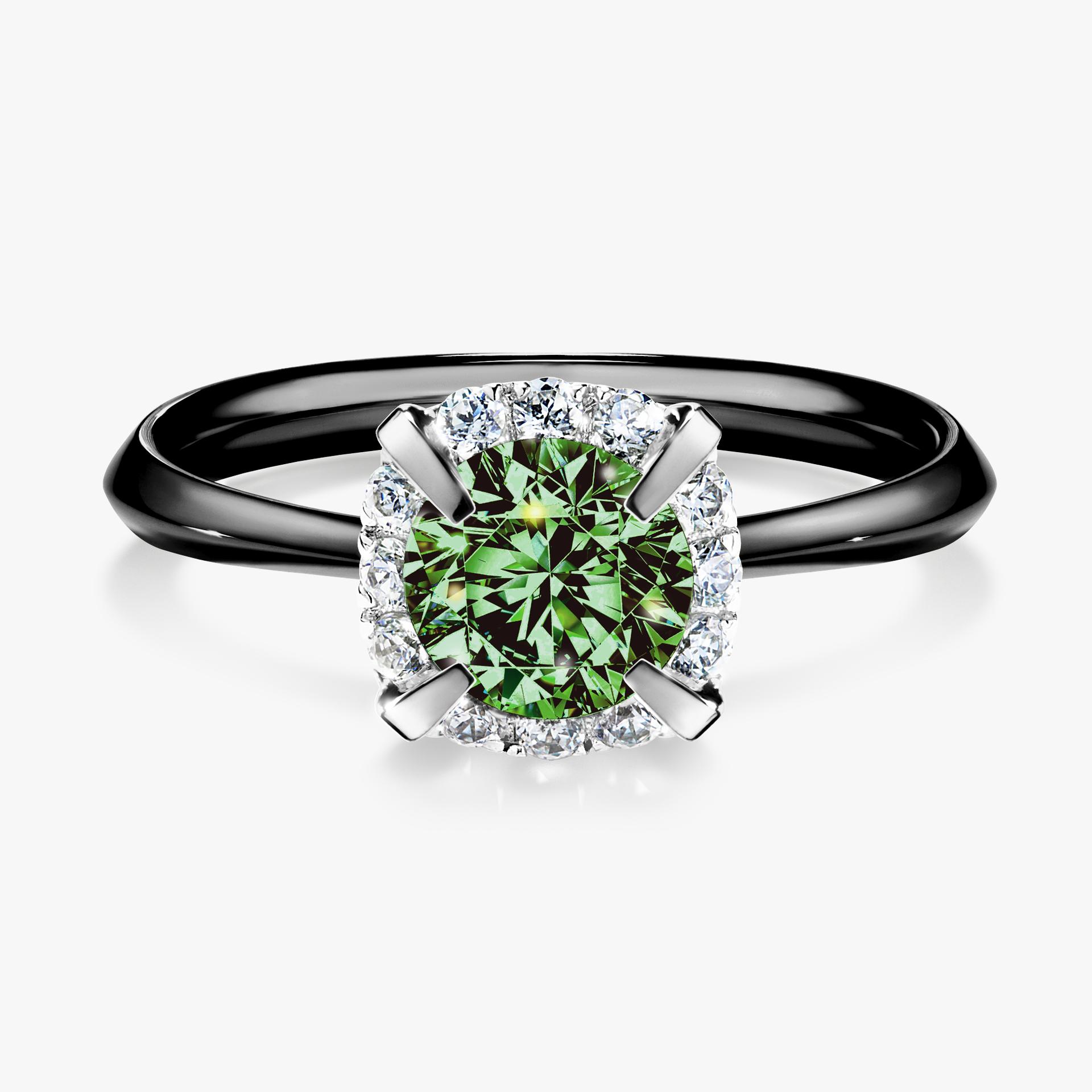 Pierscionek zareczynowy z diamentem zielony_ciemny 098 CT z czarnego zlota my beauty 01