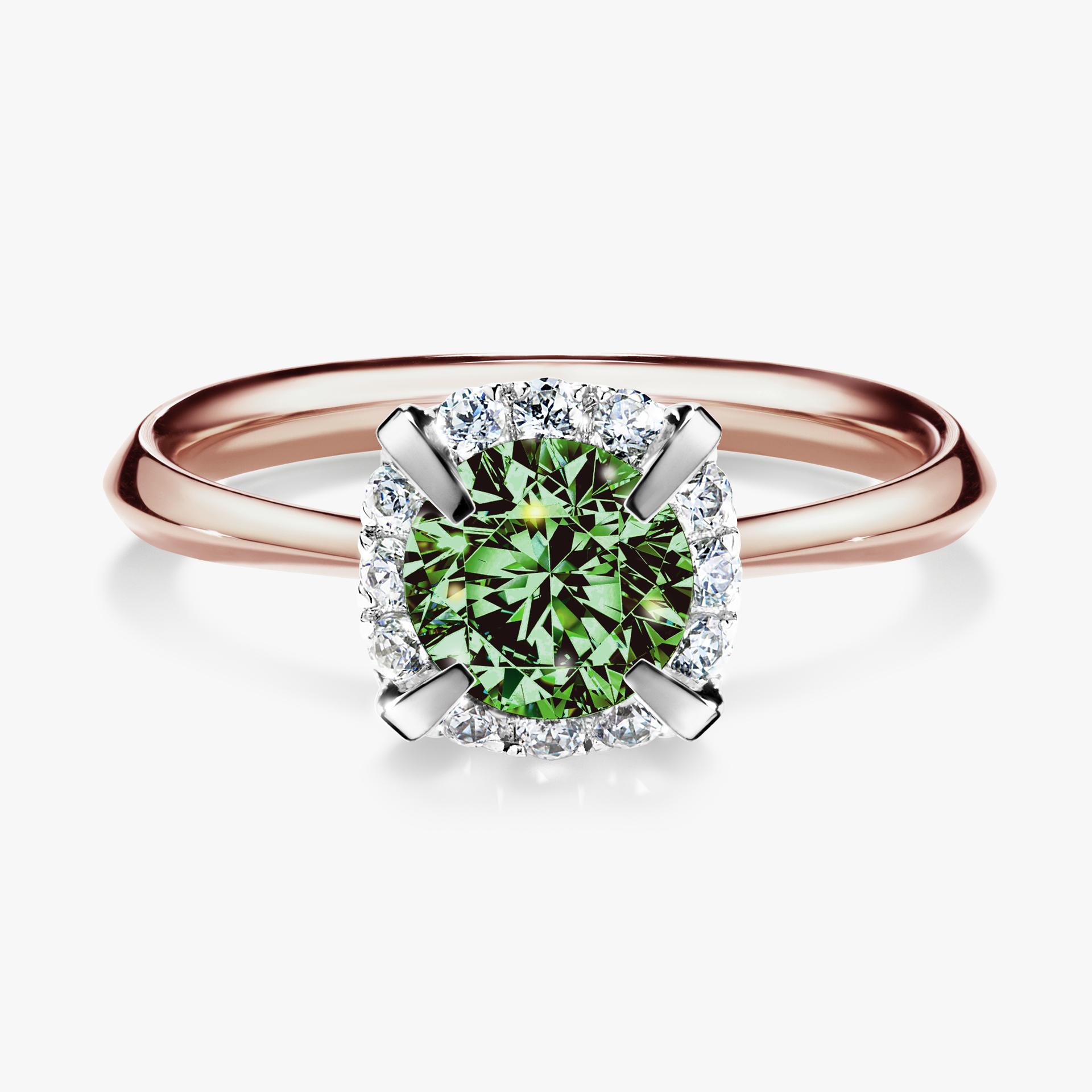 Pierscionek zareczynowy z diamentem zielony_ciemny 098 CT z rozowego zlota my beauty 01