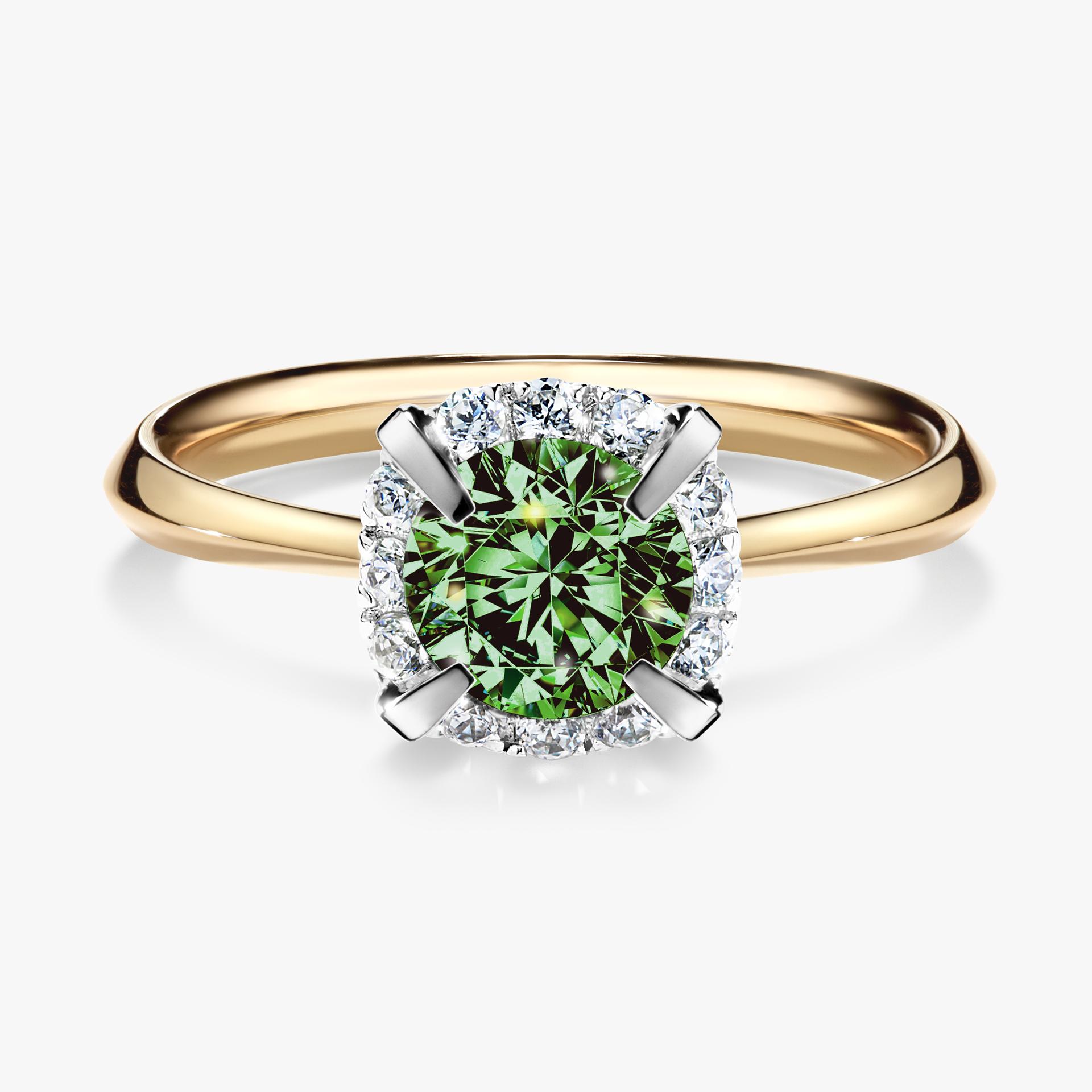Pierscionek zareczynowy z diamentem zielony_ciemny 098 CT z zoltego zlota my beauty 01