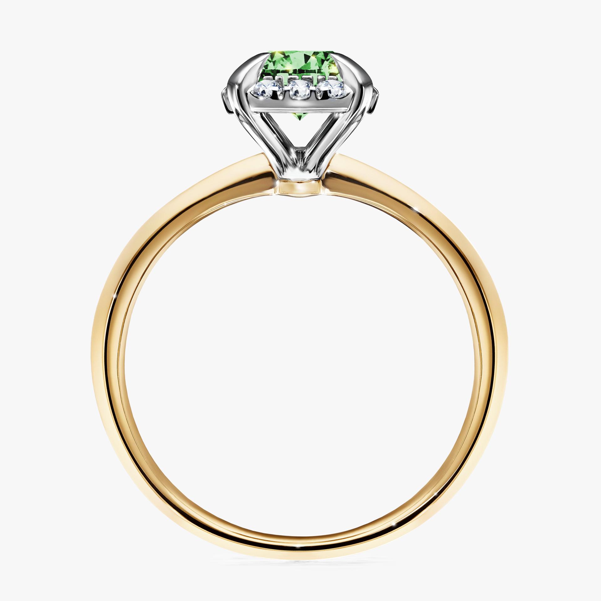 Pierscionek zareczynowy z diamentem zielony_ciemny 098 CT z zoltego zlota my beauty 02