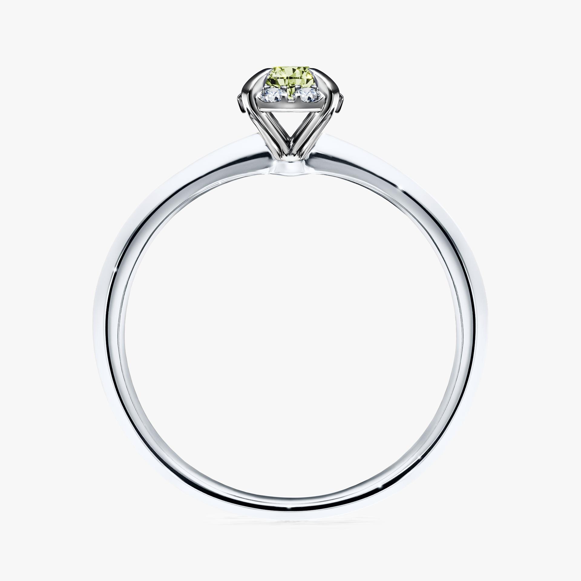 Pierścionek zaręczynowy My Beauty z białego złota z jasnym zielonym diamentem 0,14ct