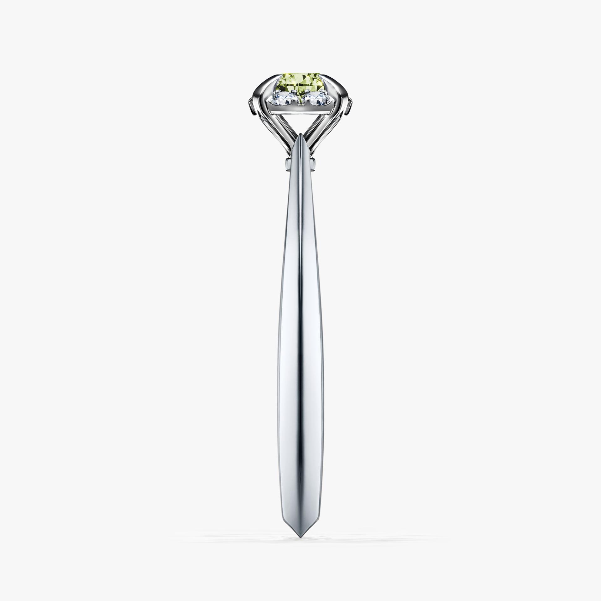 Pierścionek zaręczynowy My Beauty z białego złota z jasnym zielonym diamentem 0,14ct