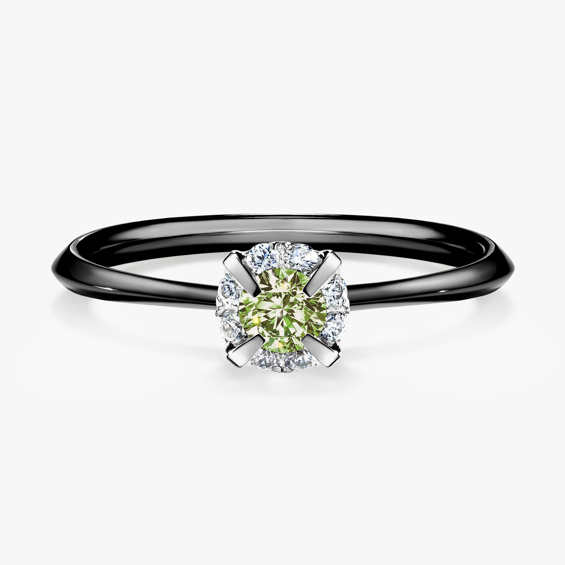 Pierscionek zareczynowy z diamentem zielony_jasny 014 CT z czarnego zlota my beauty 01