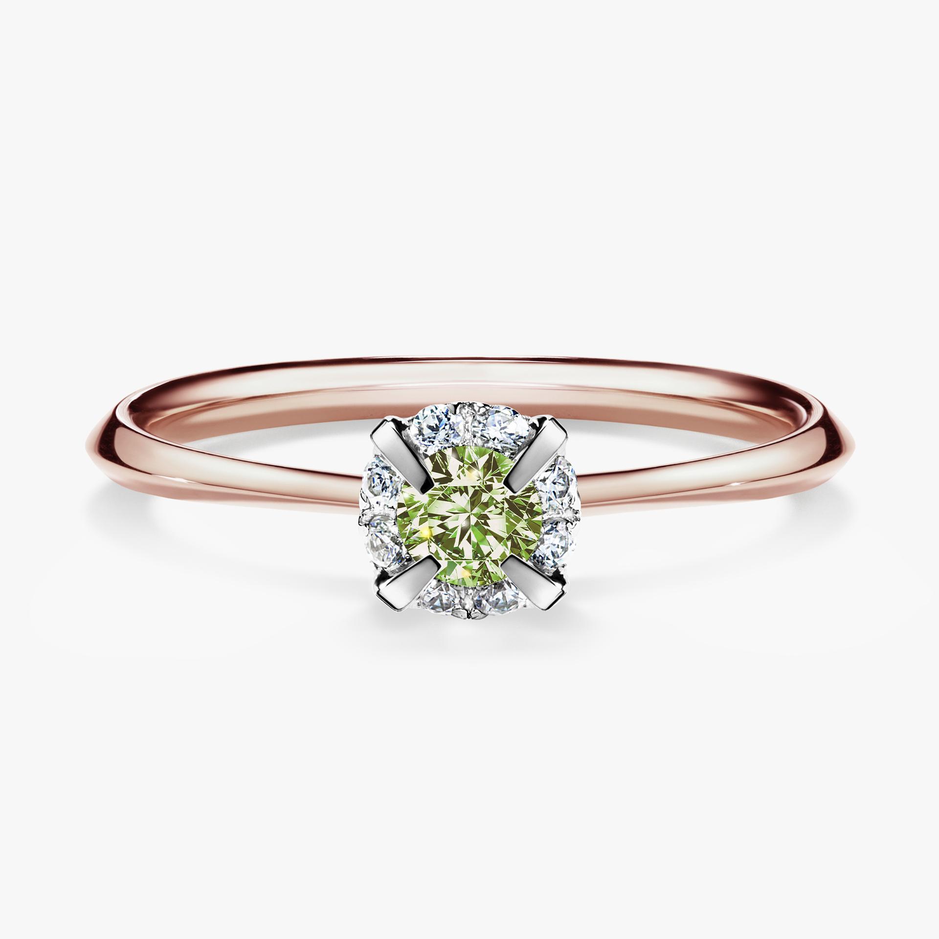 Pierscionek zareczynowy z diamentem zielony_jasny 014 CT z rozowego zlota my beauty 01