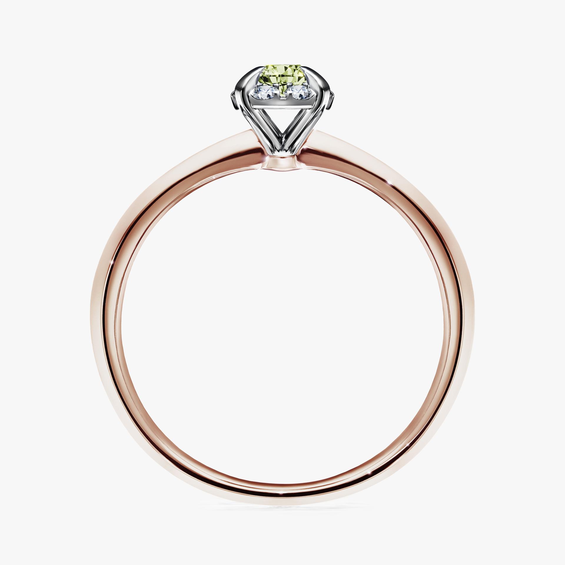 Pierscionek zareczynowy z diamentem zielony_jasny 014 CT z rozowego zlota my beauty 02