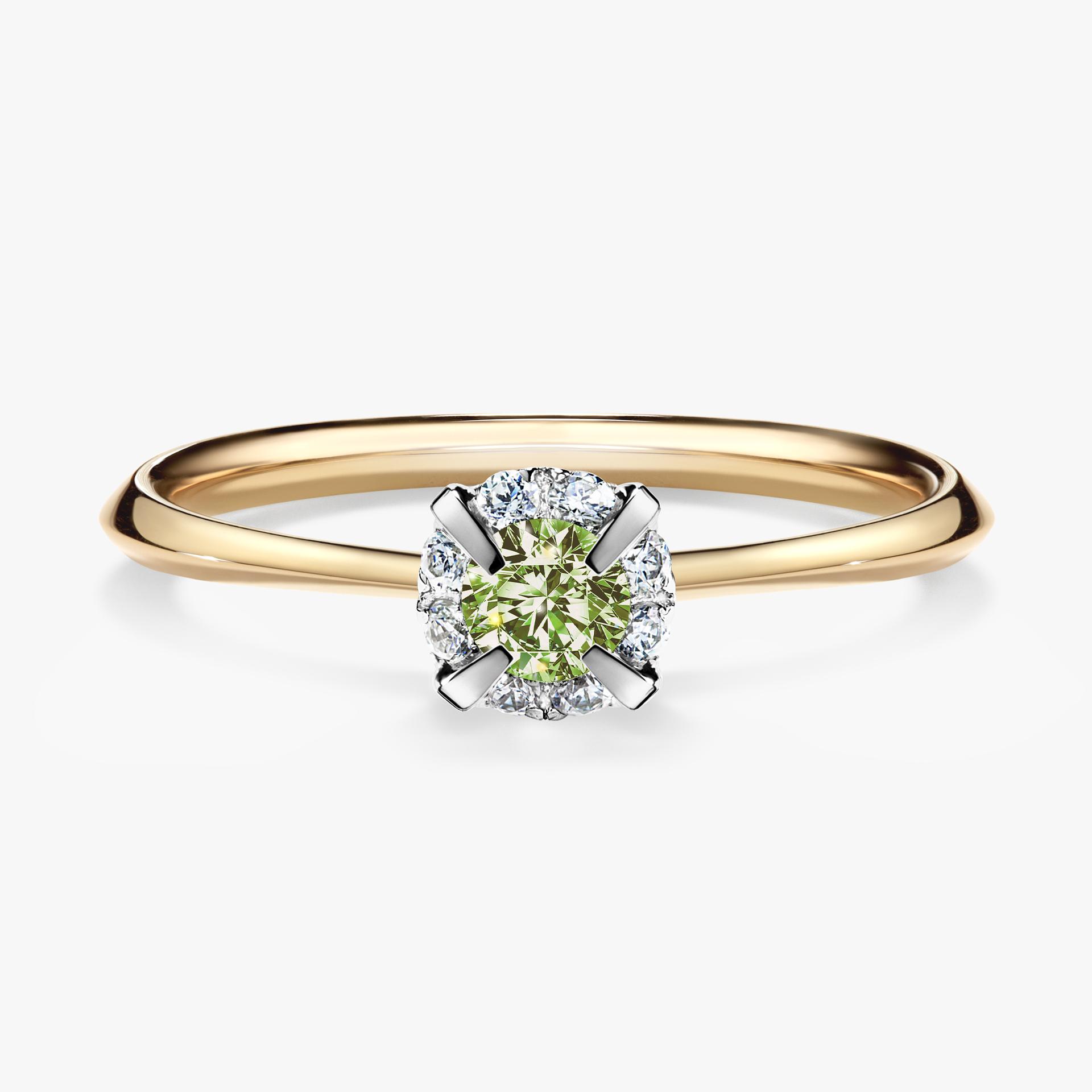 Pierscionek zareczynowy z diamentem zielony_jasny 014 CT z zoltego zlota my beauty 01