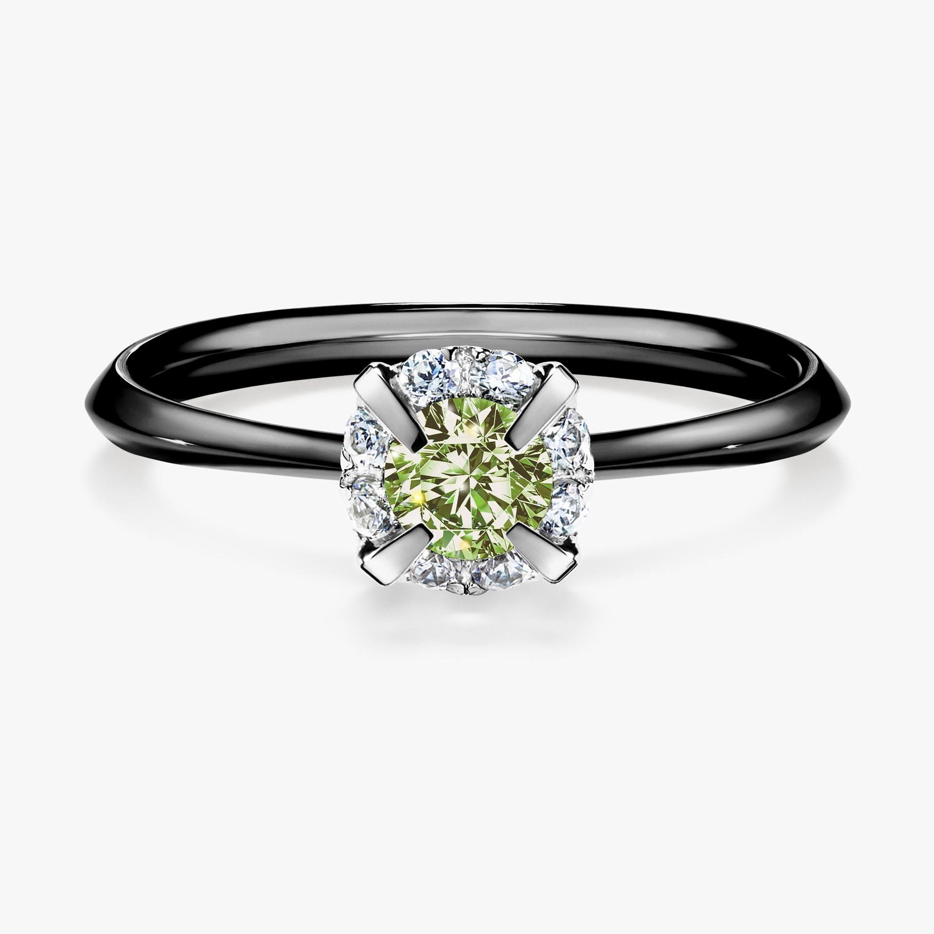 Pierscionek zareczynowy z diamentem zielony_jasny 033 CT z czarnego zlota my beauty 01