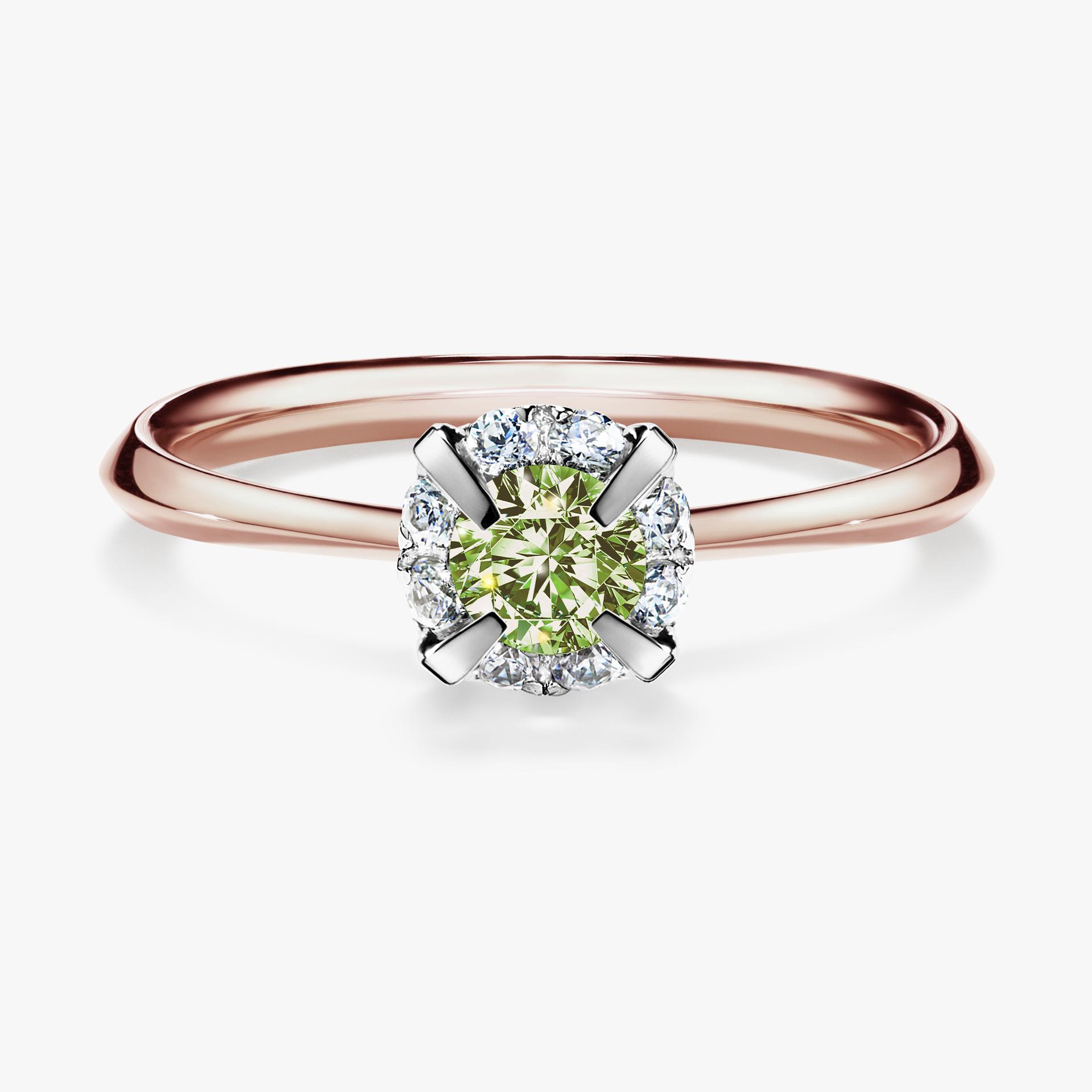 Pierscionek zareczynowy z diamentem zielony_jasny 033 CT z rozowego zlota my beauty 01