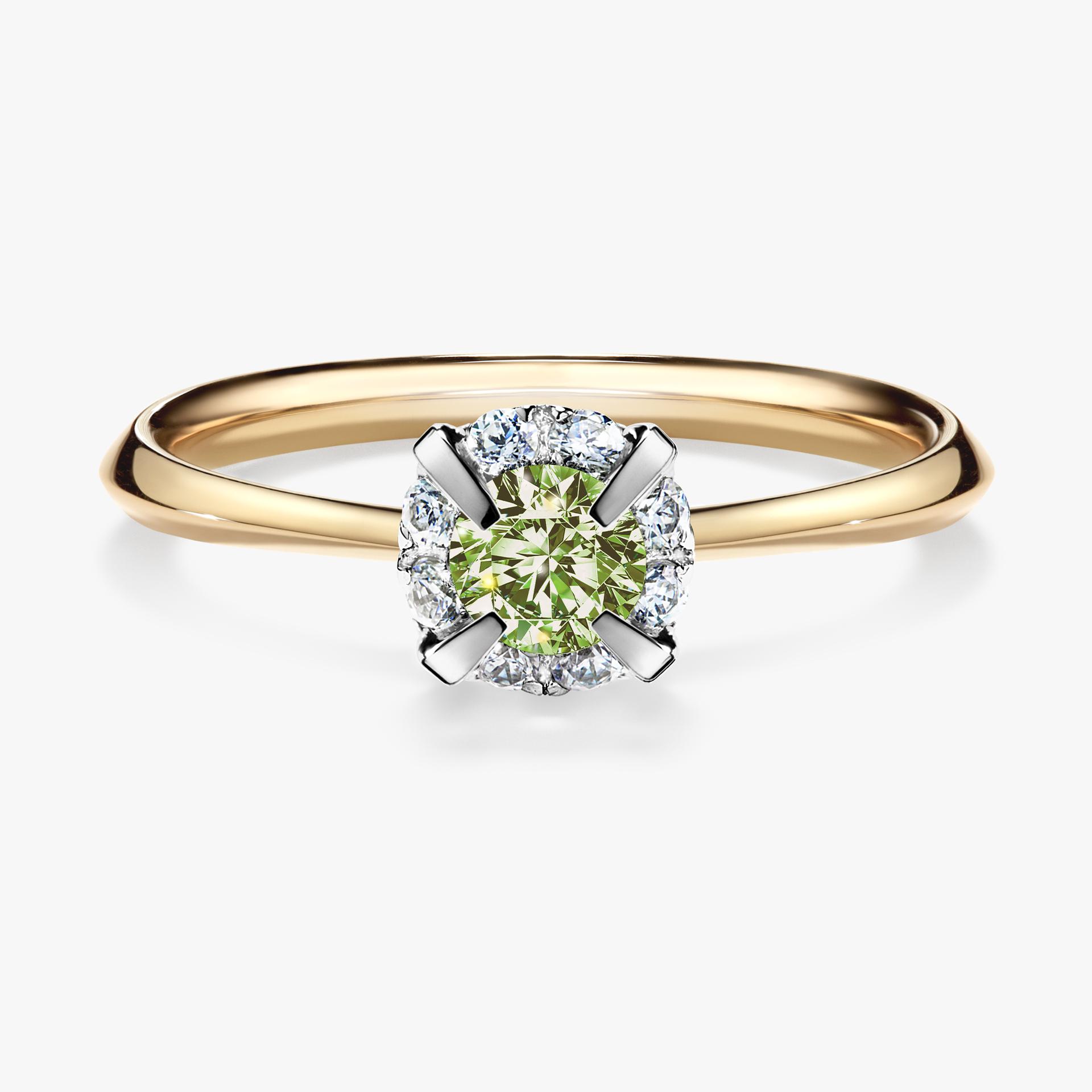 Pierscionek zareczynowy z diamentem zielony_jasny 033 CT z zoltego zlota my beauty 01
