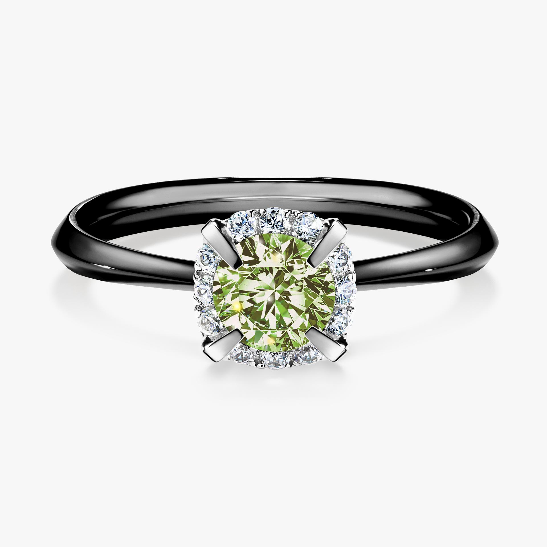 Pierscionek zareczynowy z diamentem zielony_jasny 062 CT z czarnego zlota my beauty 01