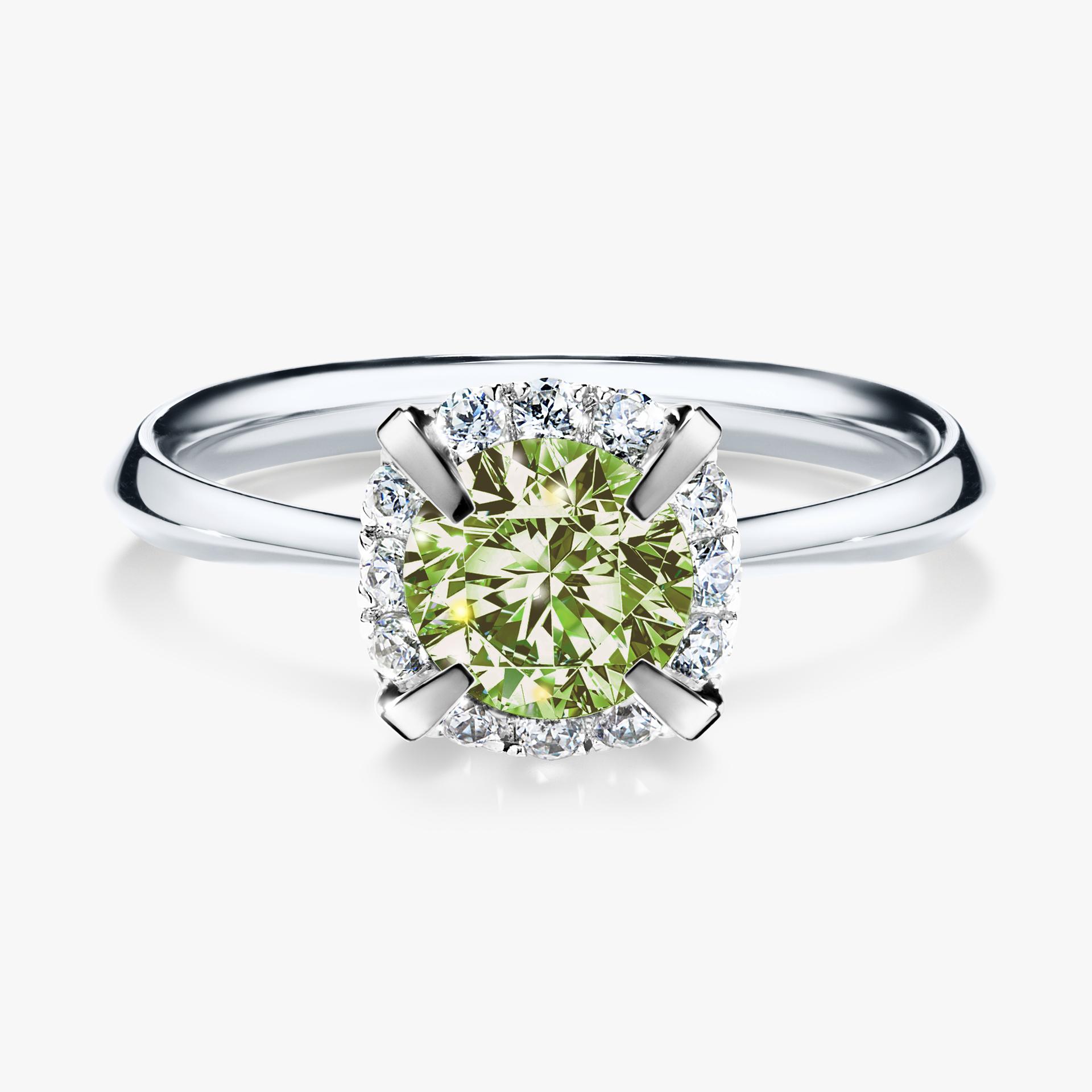 Pierscionek zareczynowy z diamentem zielony_jasny 098 CT z bialego zlota my beauty 01