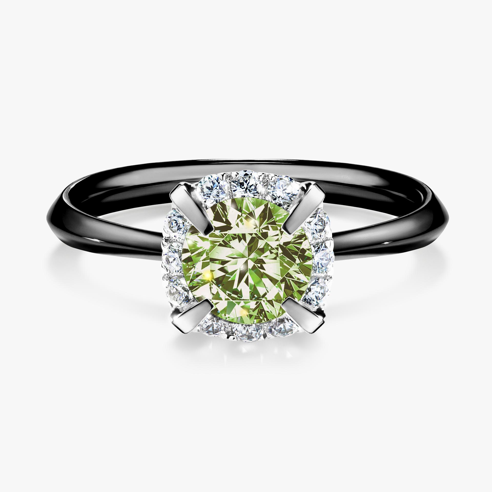 Pierścionek zaręczynowy My Beauty z czarnego złota z jasnym zielonym diamentem 0,98ct