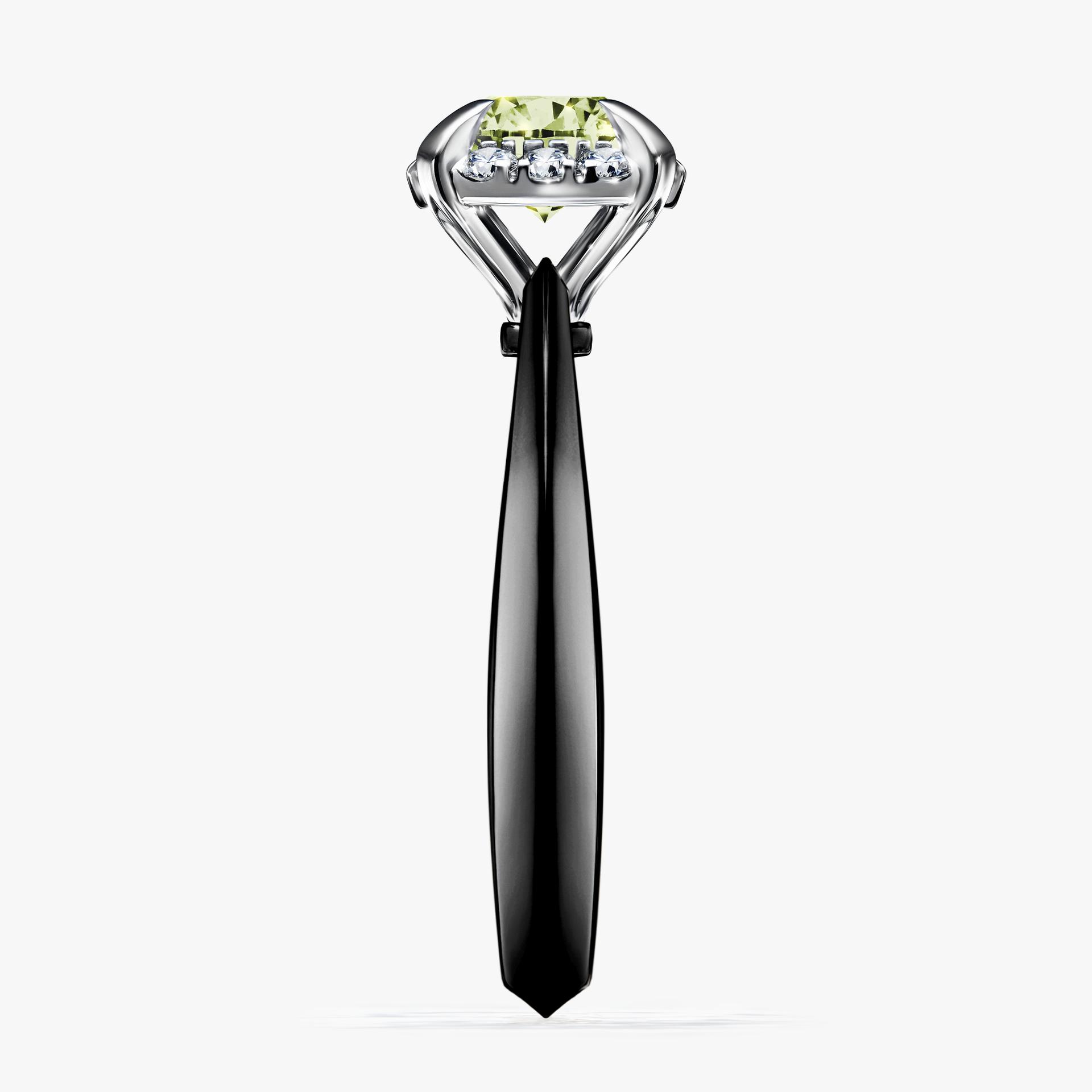Pierścionek zaręczynowy My Beauty z czarnego złota z jasnym zielonym diamentem 0,98ct