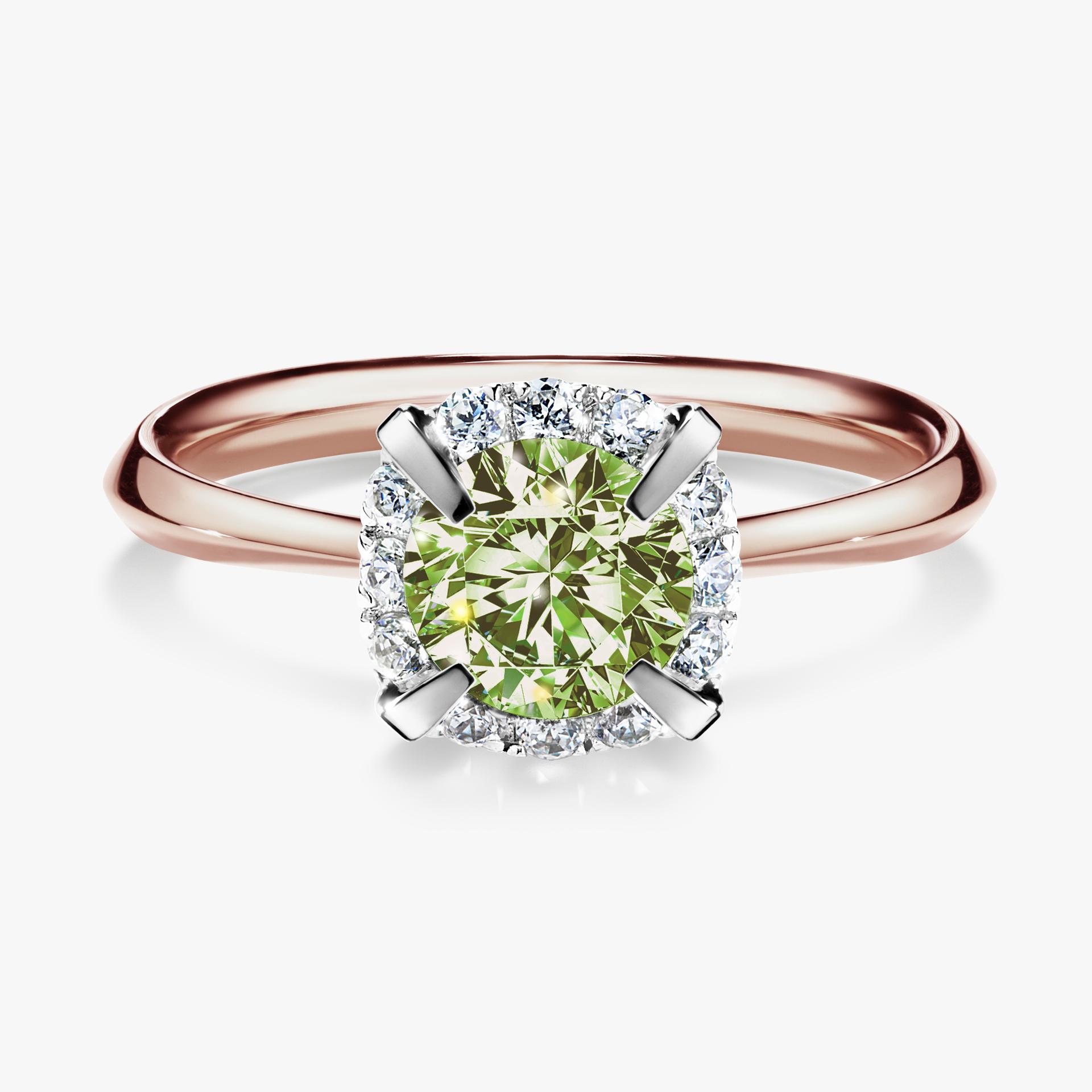 Pierscionek zareczynowy z diamentem zielony_jasny 098 CT z rozowego zlota my beauty 01