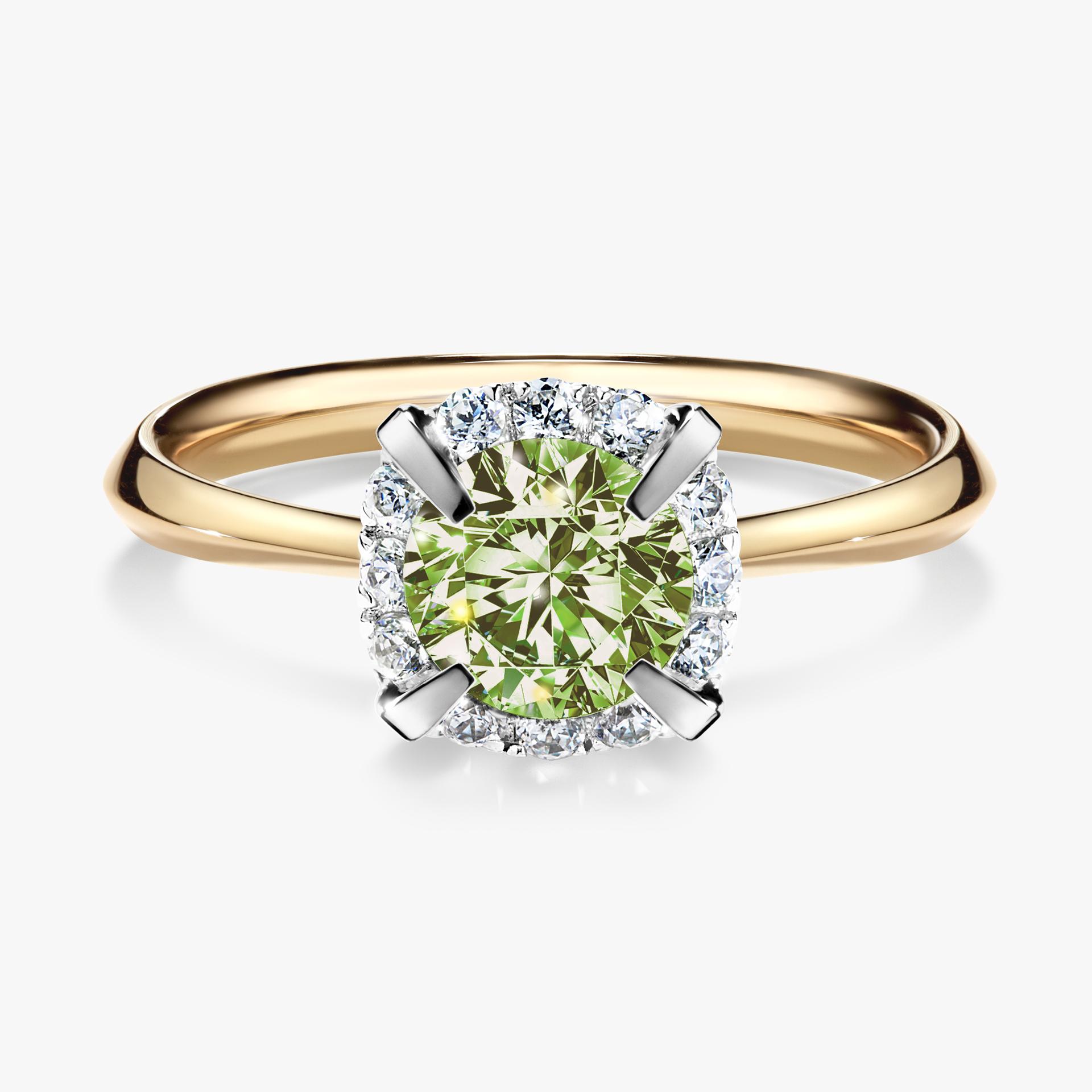 Pierscionek zareczynowy z diamentem zielony_jasny 098 CT z zoltego zlota my beauty 01
