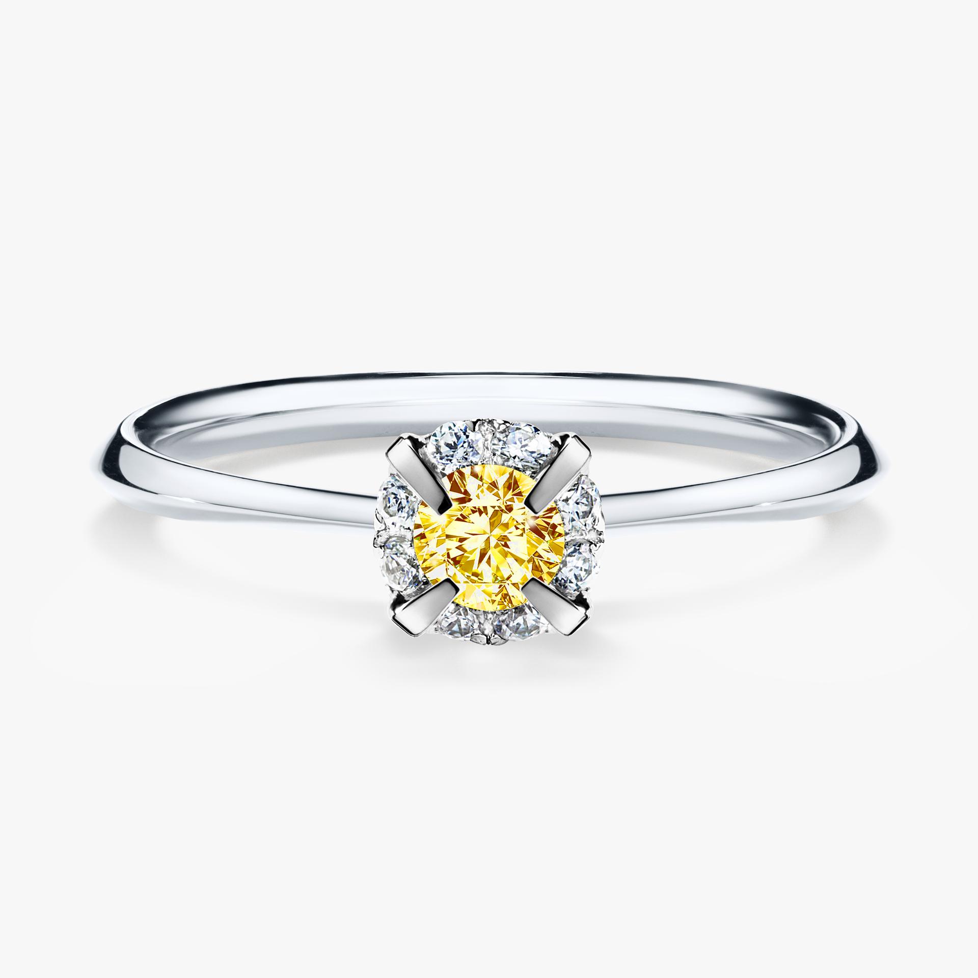Pierscionek zareczynowy z diamentem zolty 014 CT z bialego zlota my beauty 01