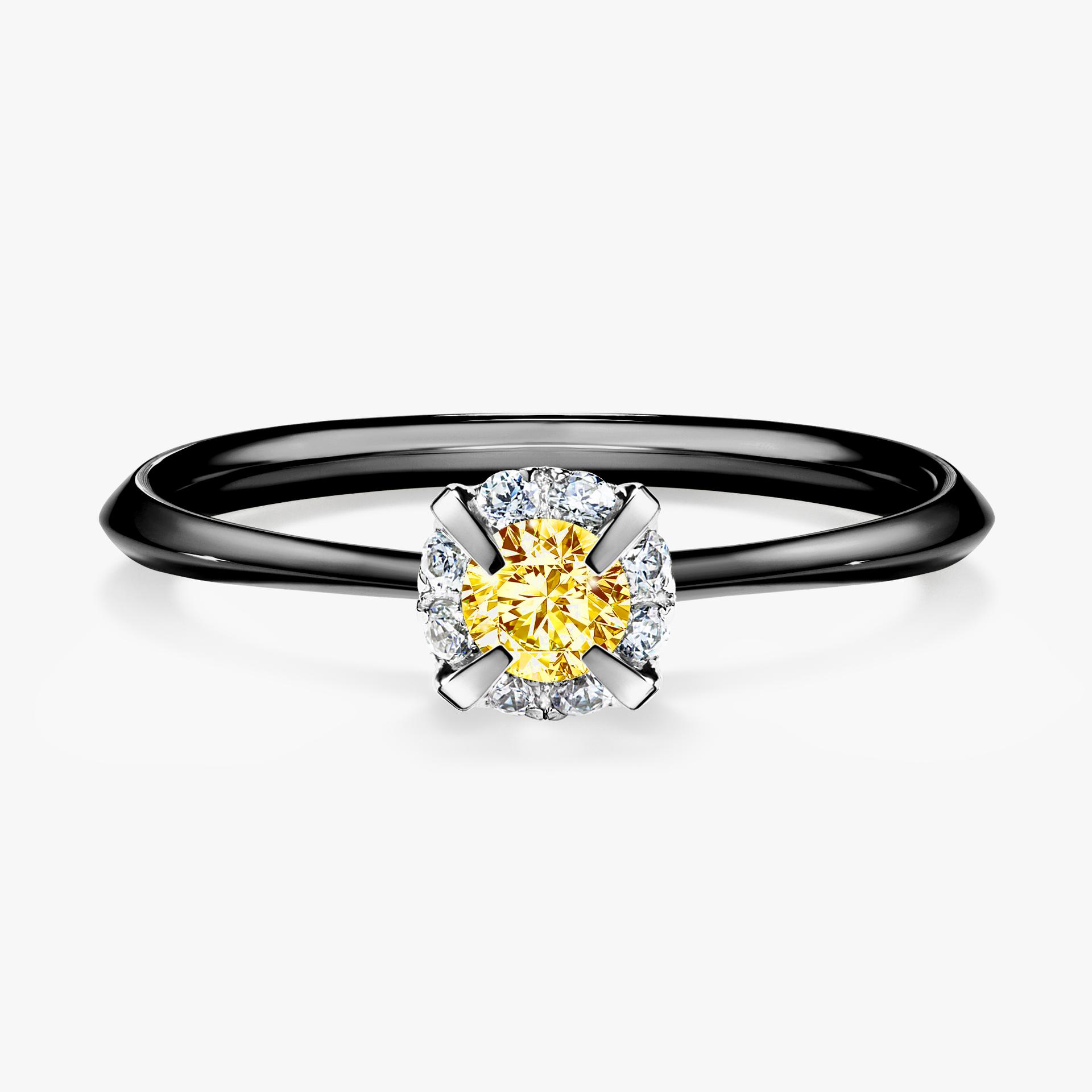 Pierscionek zareczynowy z diamentem zolty 014 CT z czarnego zlota my beauty 01