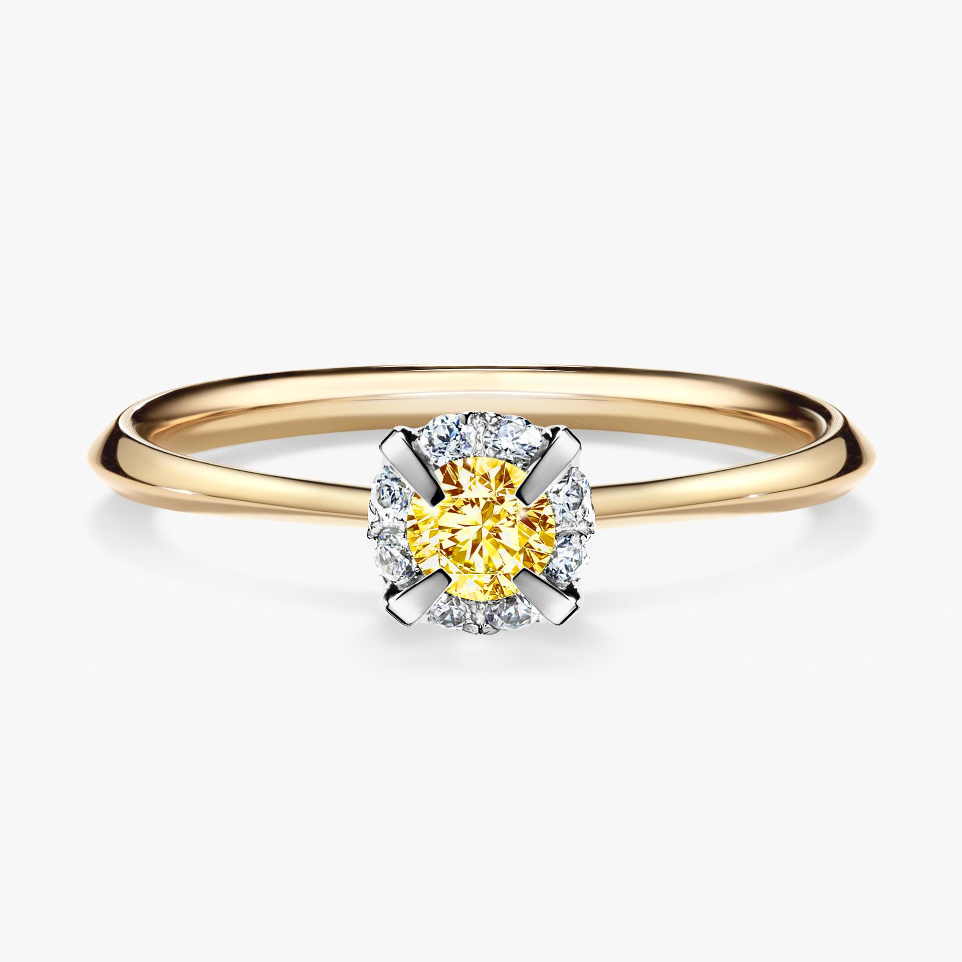 Pierscionek zareczynowy z diamentem zolty 014 CT z zoltego zlota my beauty 01