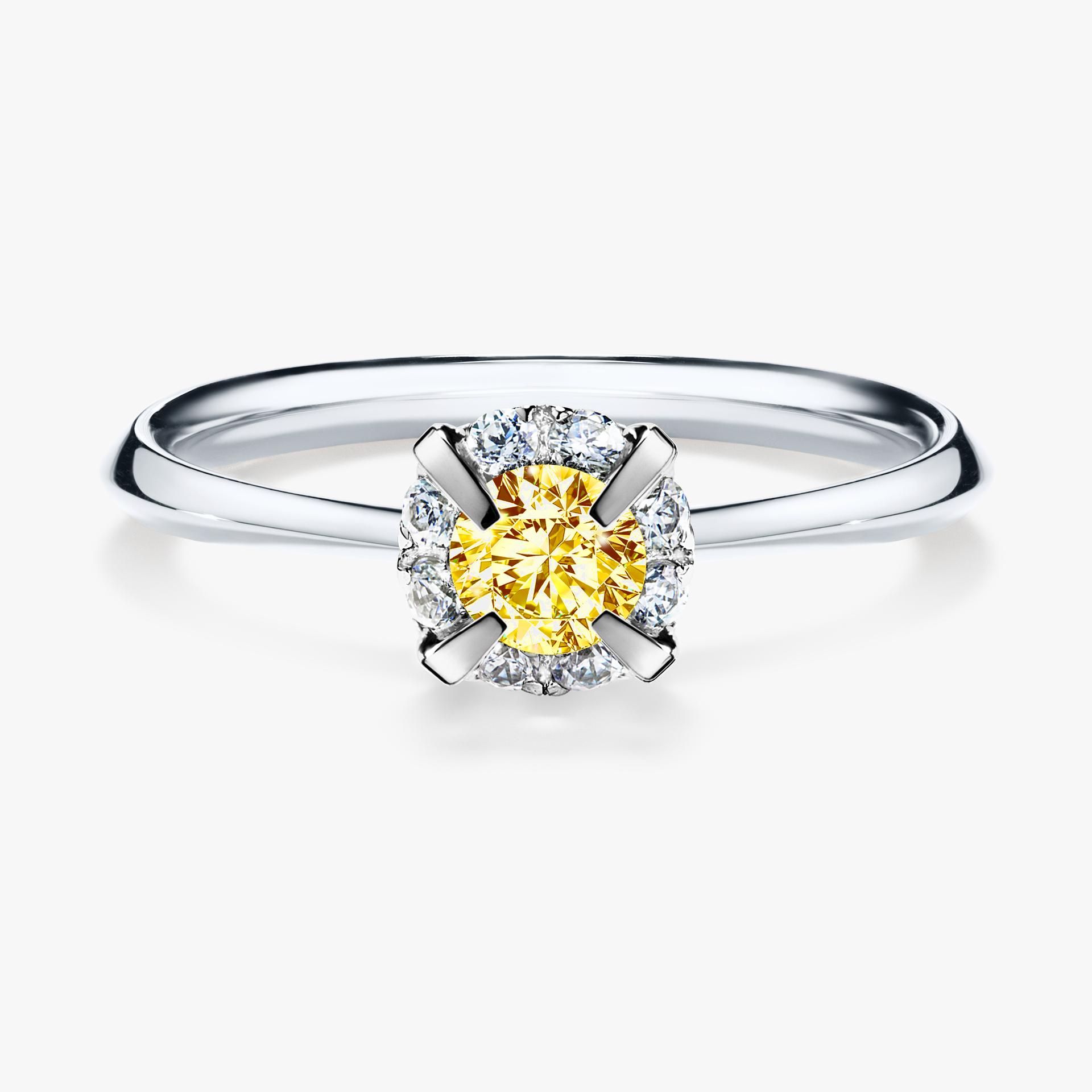 Pierścionek zaręczynowy My Beauty z białego złota z żółtym diamentem 0,33ct