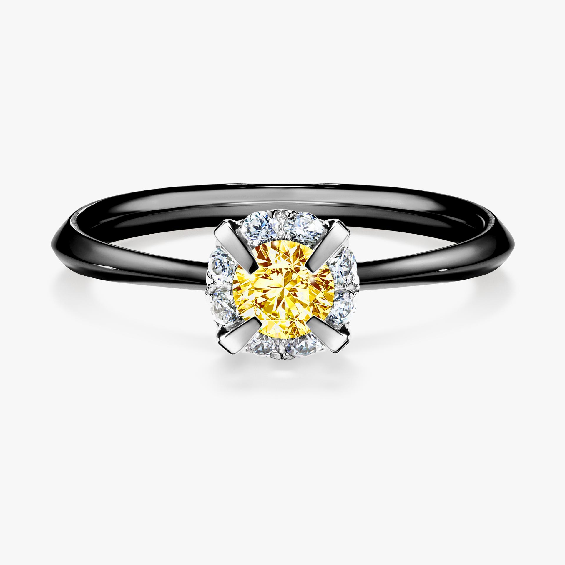 Pierscionek zareczynowy z diamentem zolty 033 CT z czarnego zlota my beauty 01