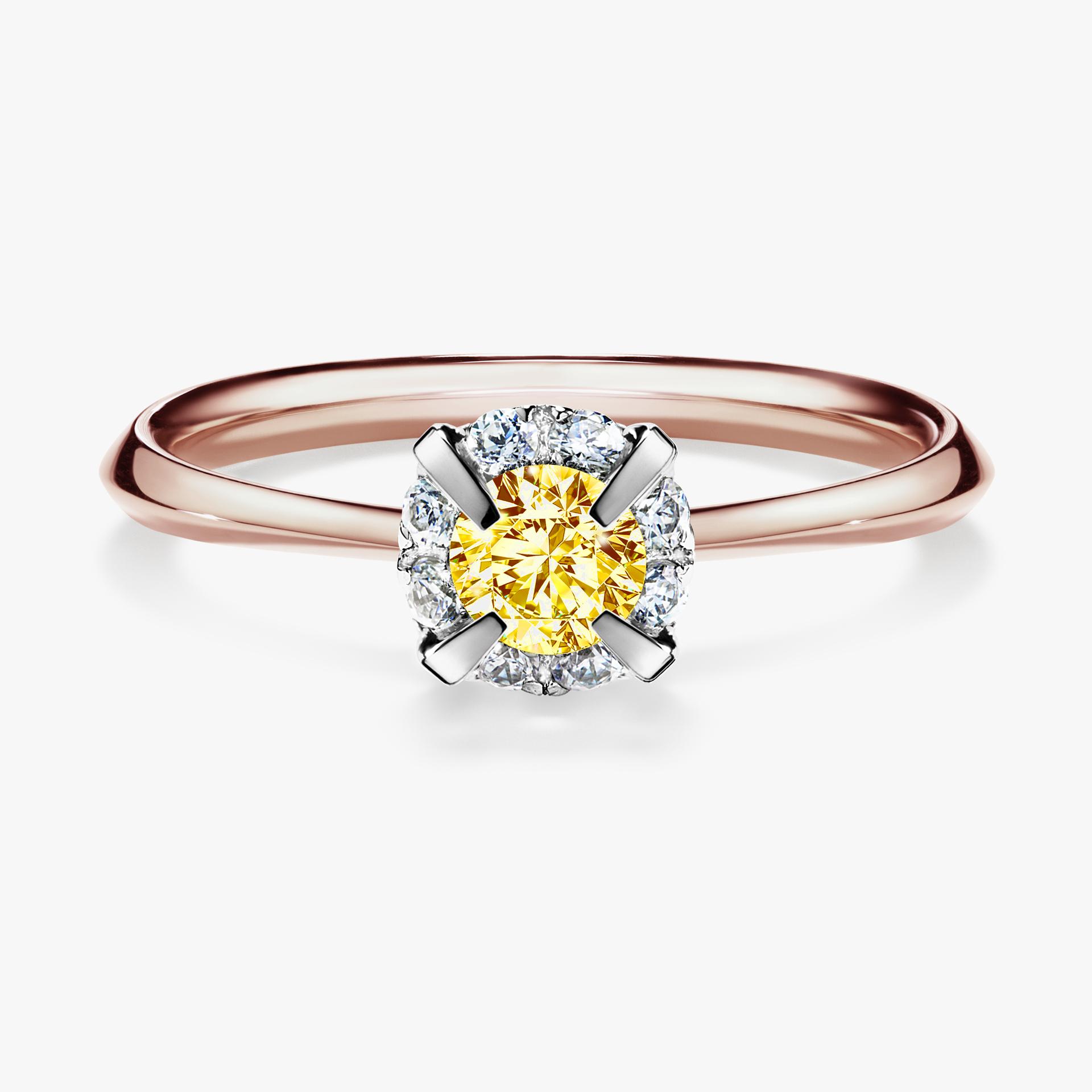 Pierscionek zareczynowy z diamentem zolty 033 CT z rozowego zlota my beauty 01
