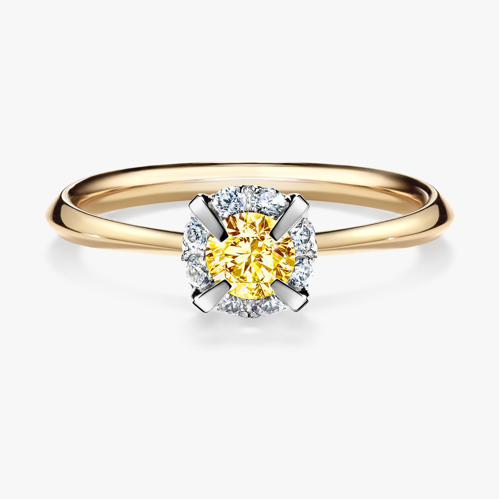 Pierscionek zareczynowy z diamentem zolty 033 CT z zoltego zlota my beauty 01