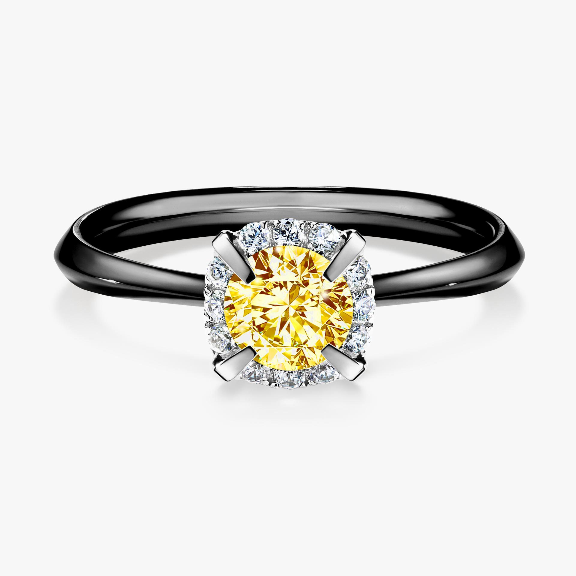 Pierscionek zareczynowy z diamentem zolty 062 CT z czarnego zlota my beauty 01