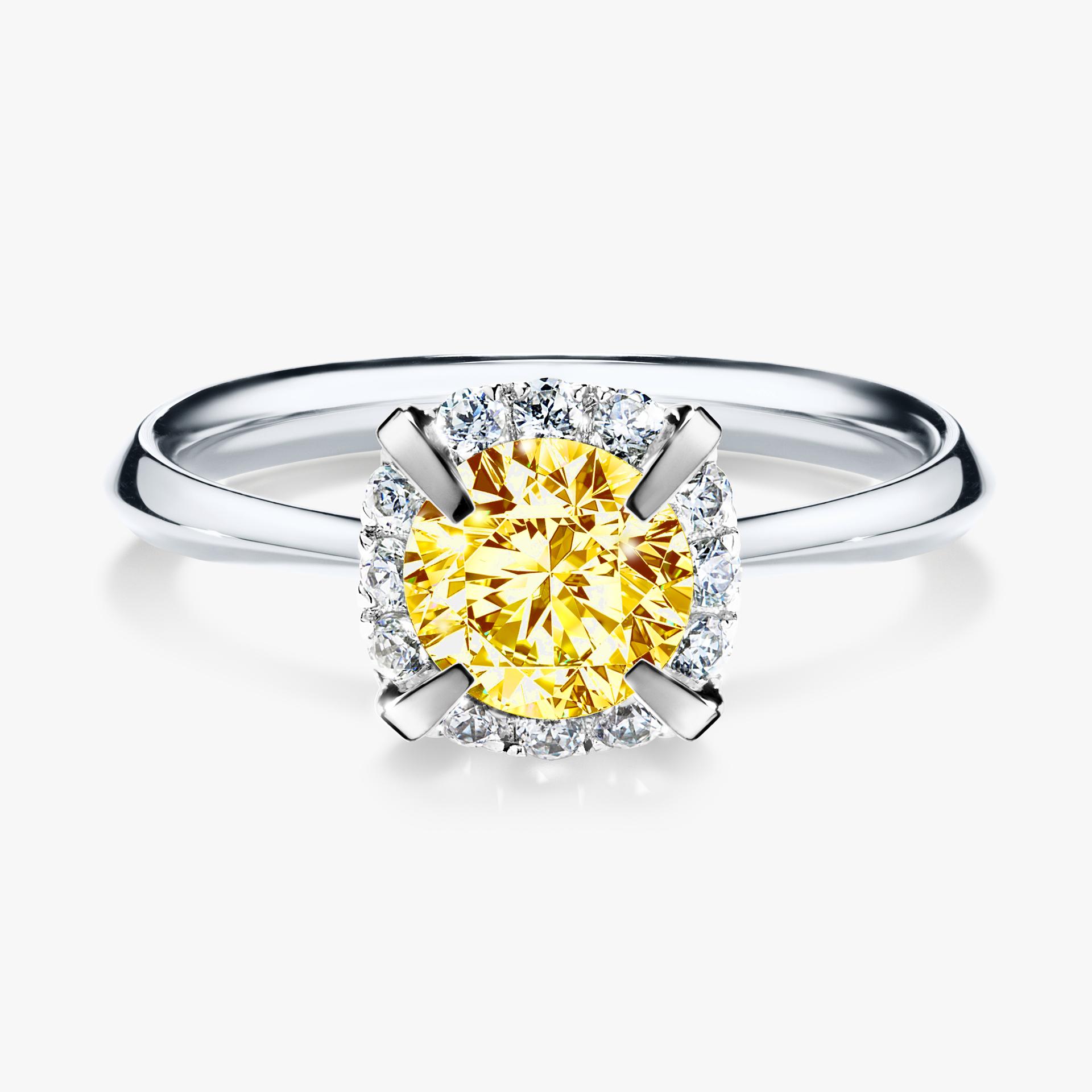 Pierscionek zareczynowy z diamentem zolty 098 CT z bialego zlota my beauty 01