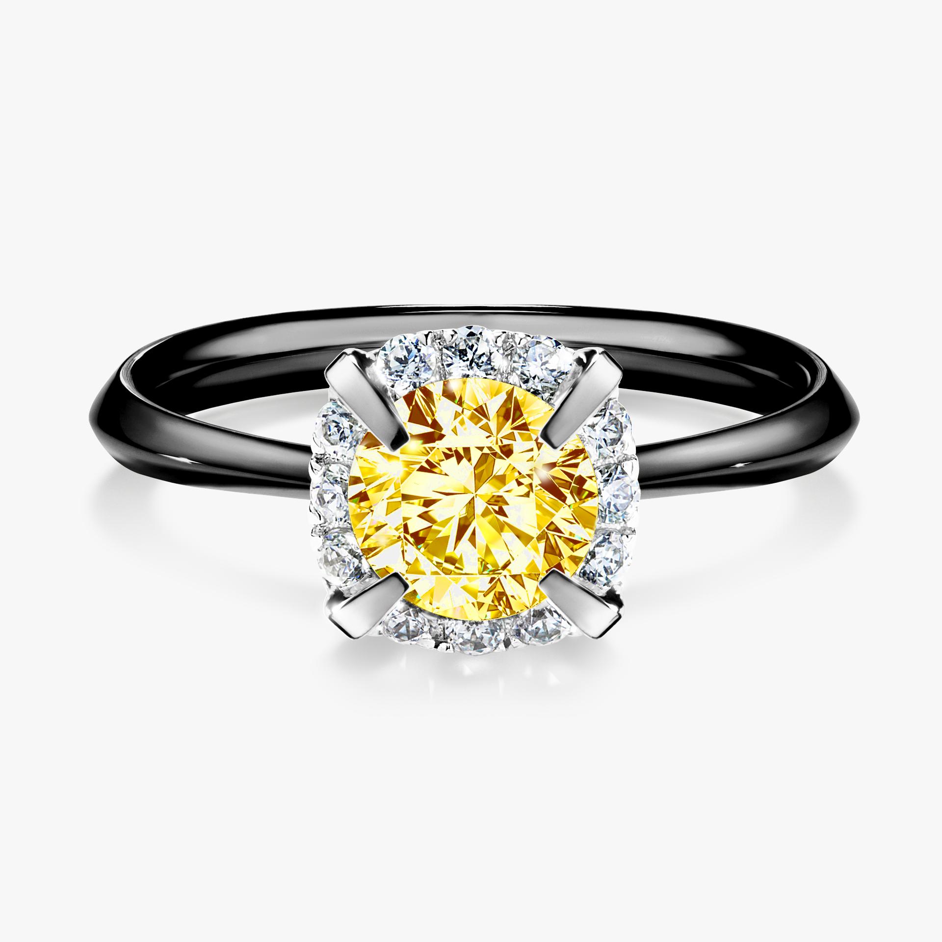 Pierścionek zaręczynowy My Beauty z czarnego złota z żółtym diamentem 0,98ct