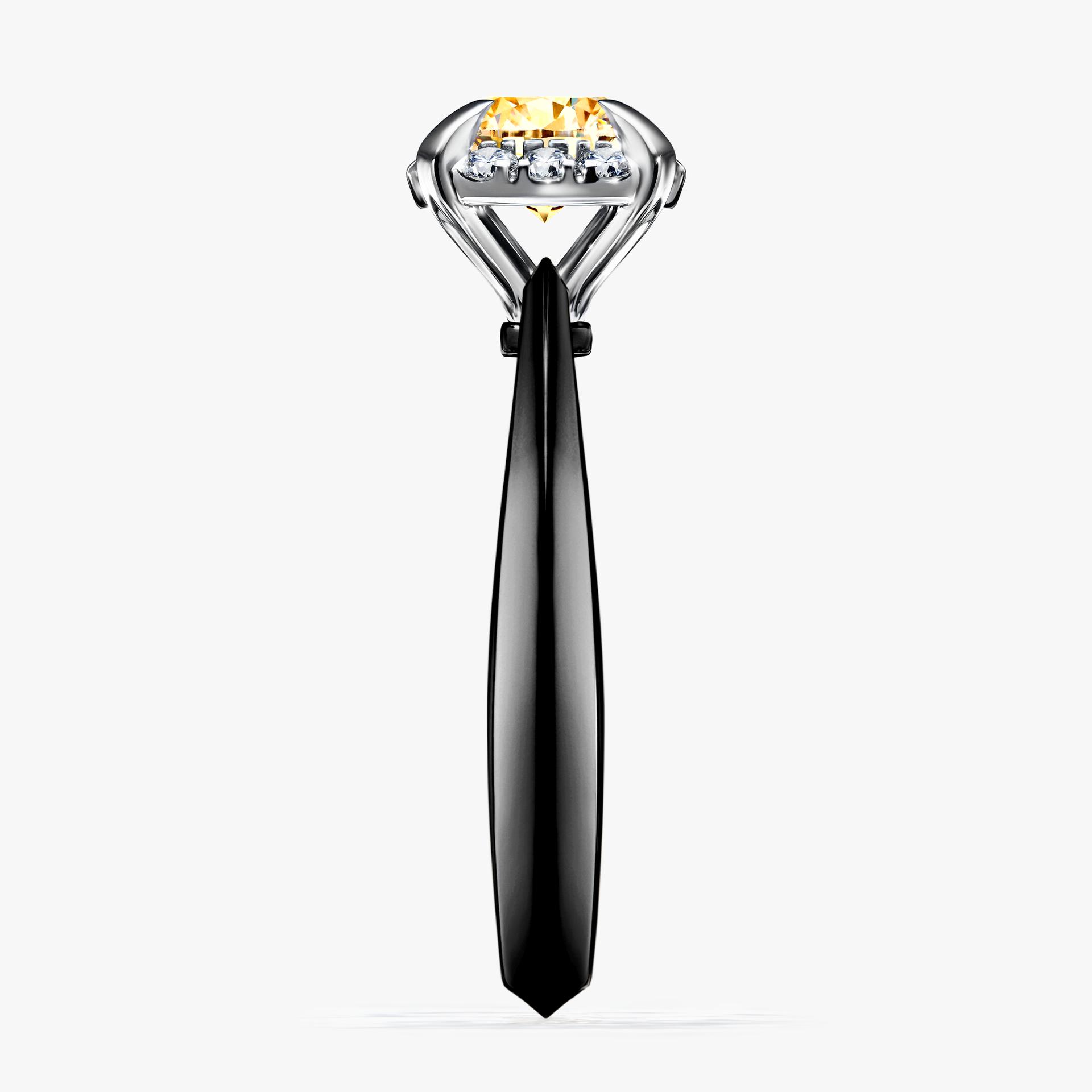 Pierścionek zaręczynowy My Beauty z czarnego złota z żółtym diamentem 0,98ct