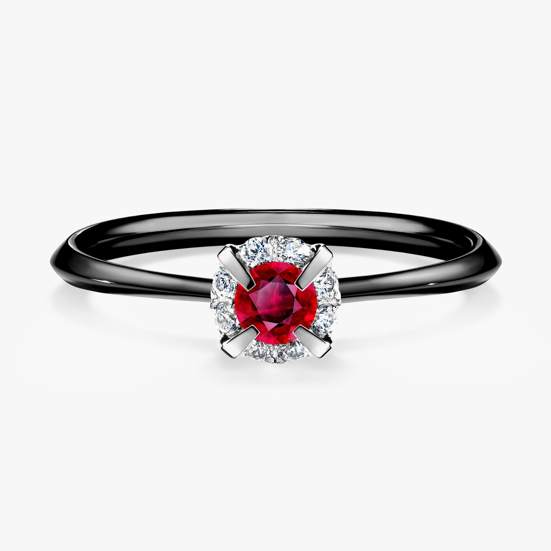 Pierscionek zareczynowy z rubinem 014 CT z czarnego zlota my beauty 01