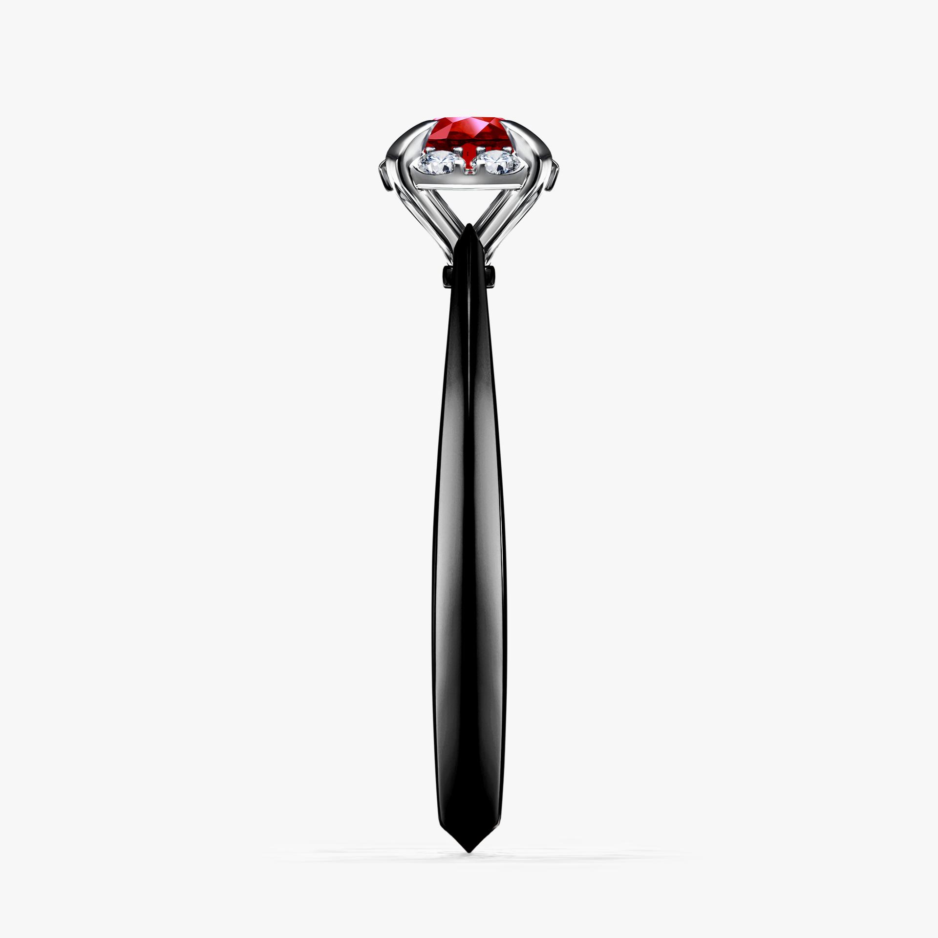 Pierścionek zaręczynowy My Beauty z czarnego złota z rubinem 0,33ct