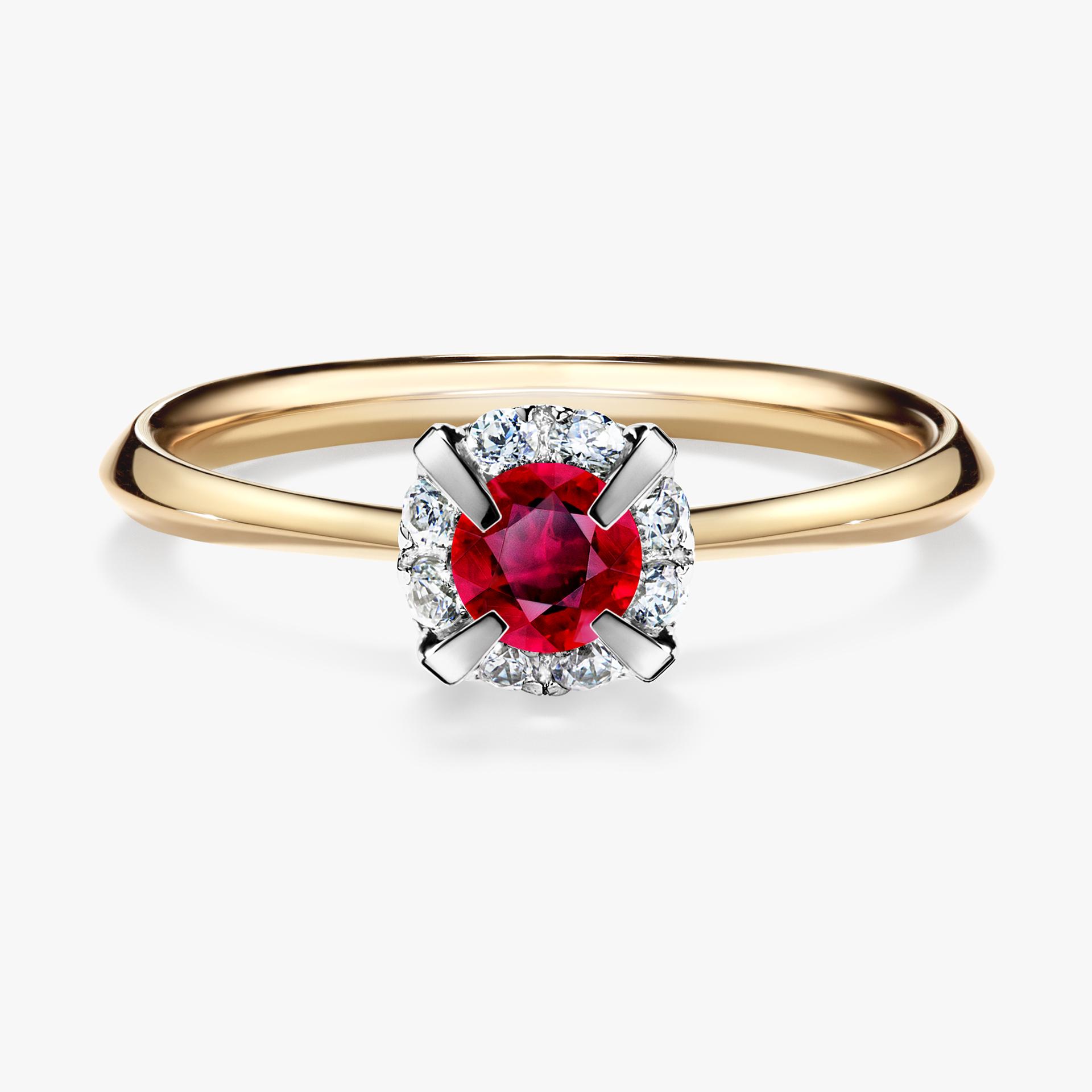 Pierścionek zaręczynowy My Beauty z żółtego złota z rubinem 0,33ct